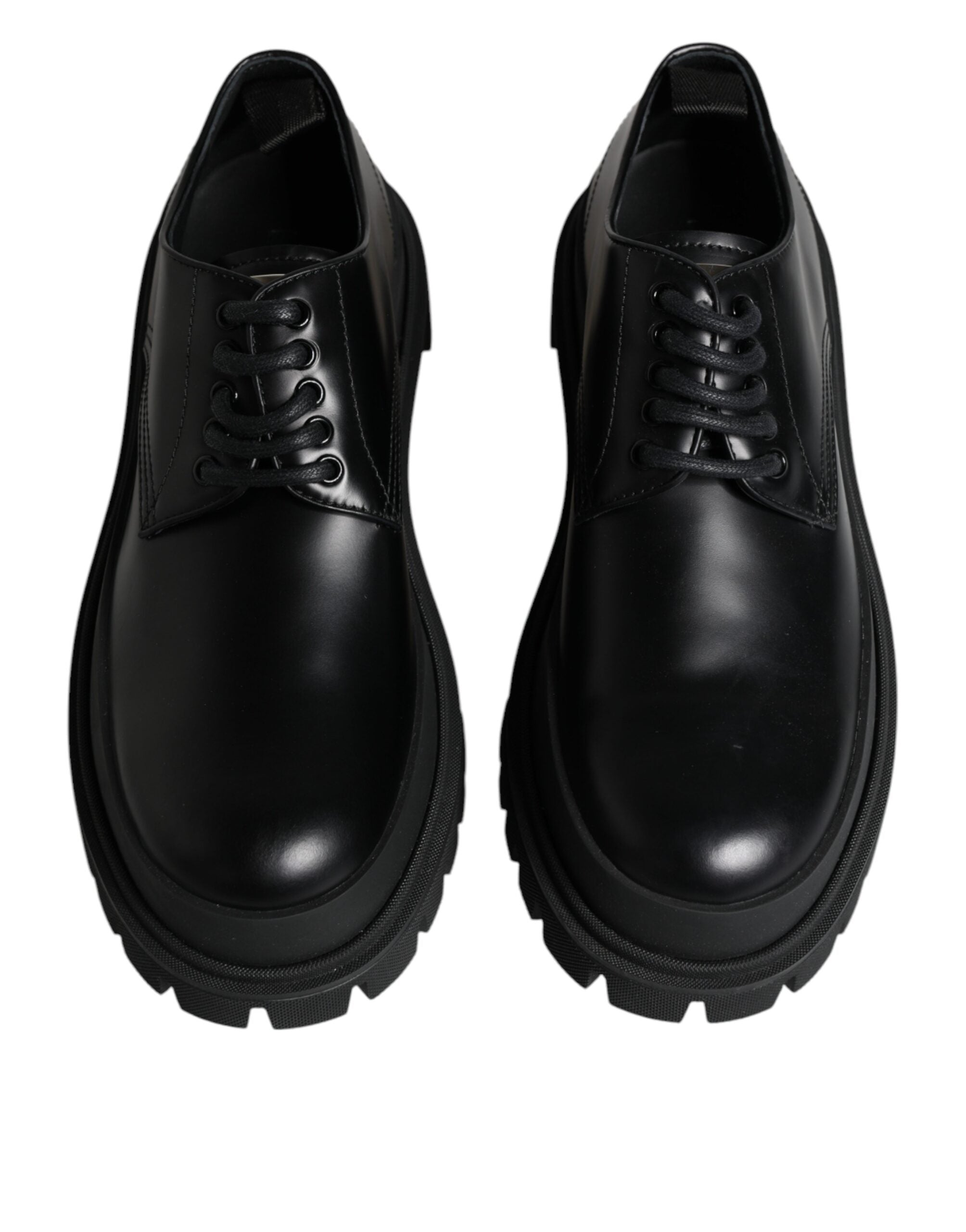 Dolce & Gabbana Black Leather Lace Up Trekking Dress Shoes LUNESCAPE