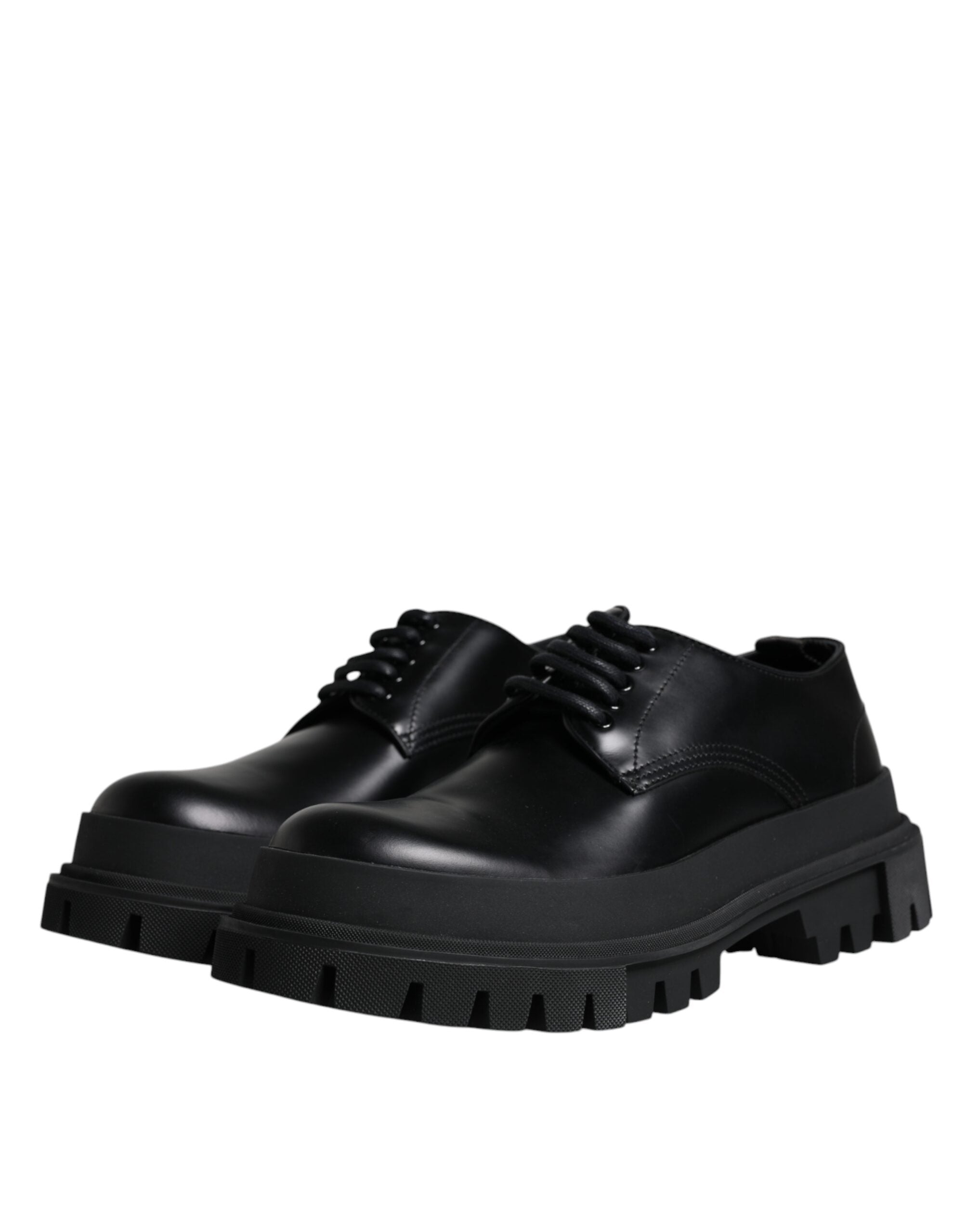Dolce & Gabbana Black Leather Lace Up Trekking Dress Shoes LUNESCAPE