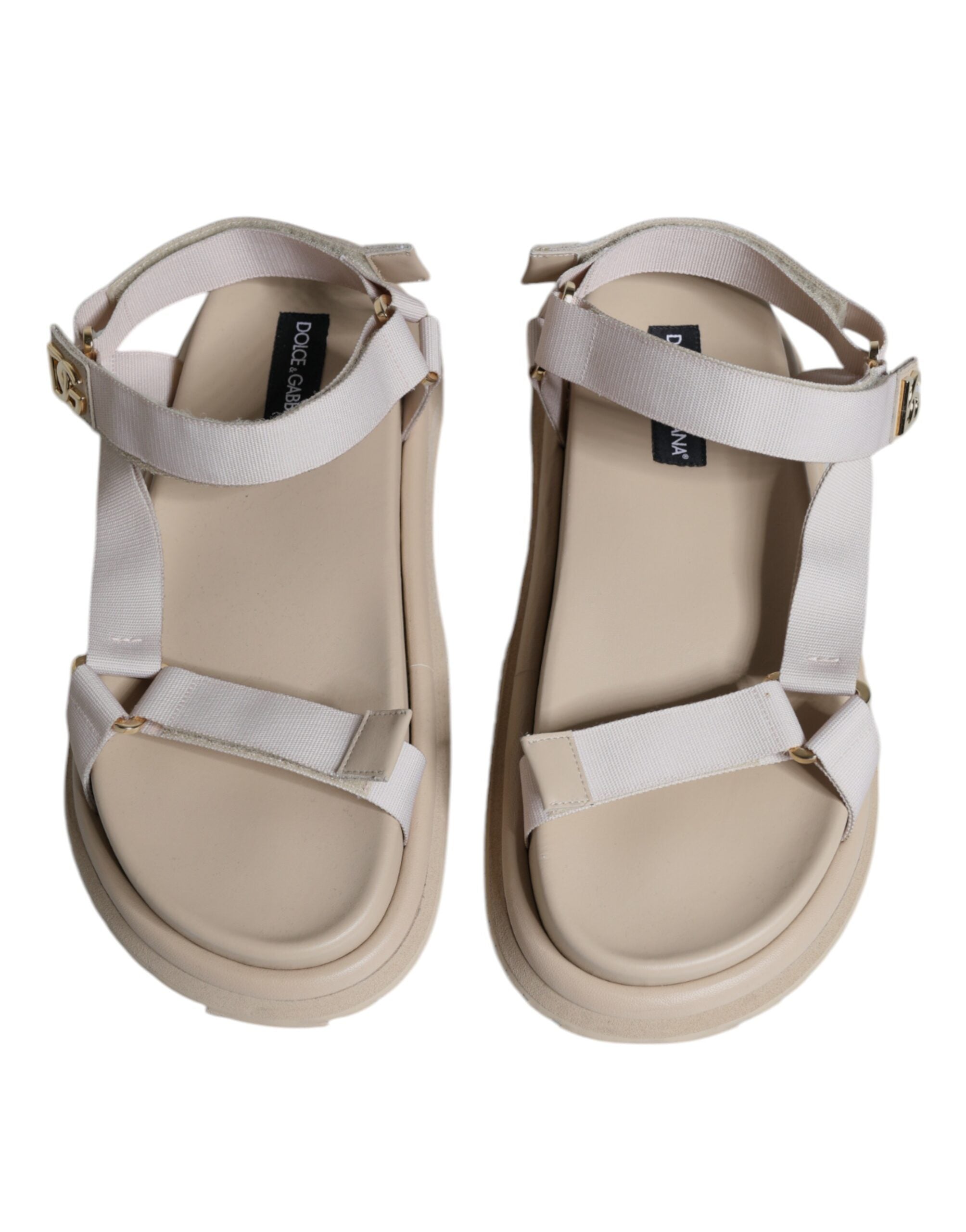 Dolce & Gabbana Beige Nappa Devotion Strap Men Sandals Shoes LUNESCAPE
