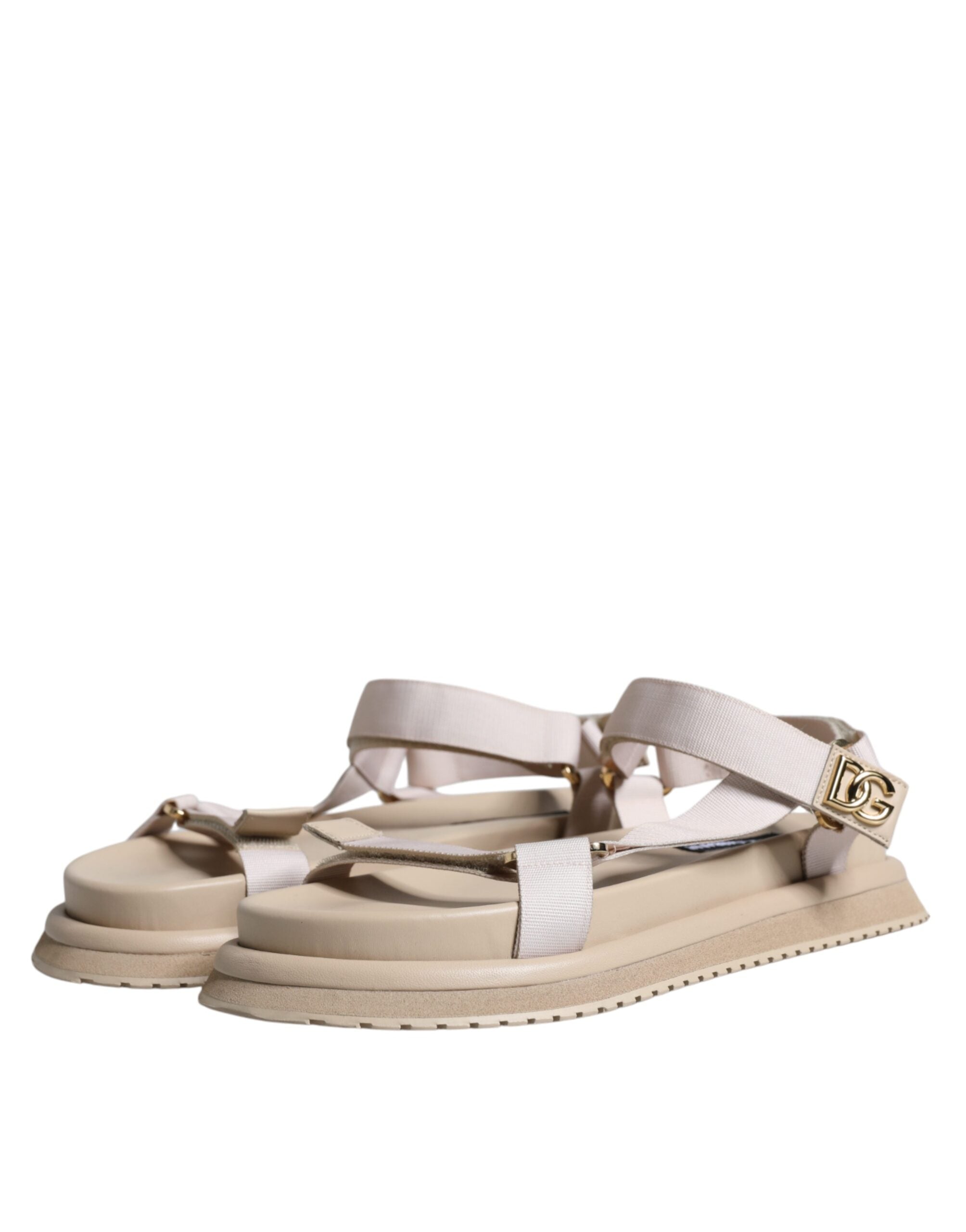 Dolce & Gabbana Beige Nappa Devotion Strap Men Sandals Shoes LUNESCAPE