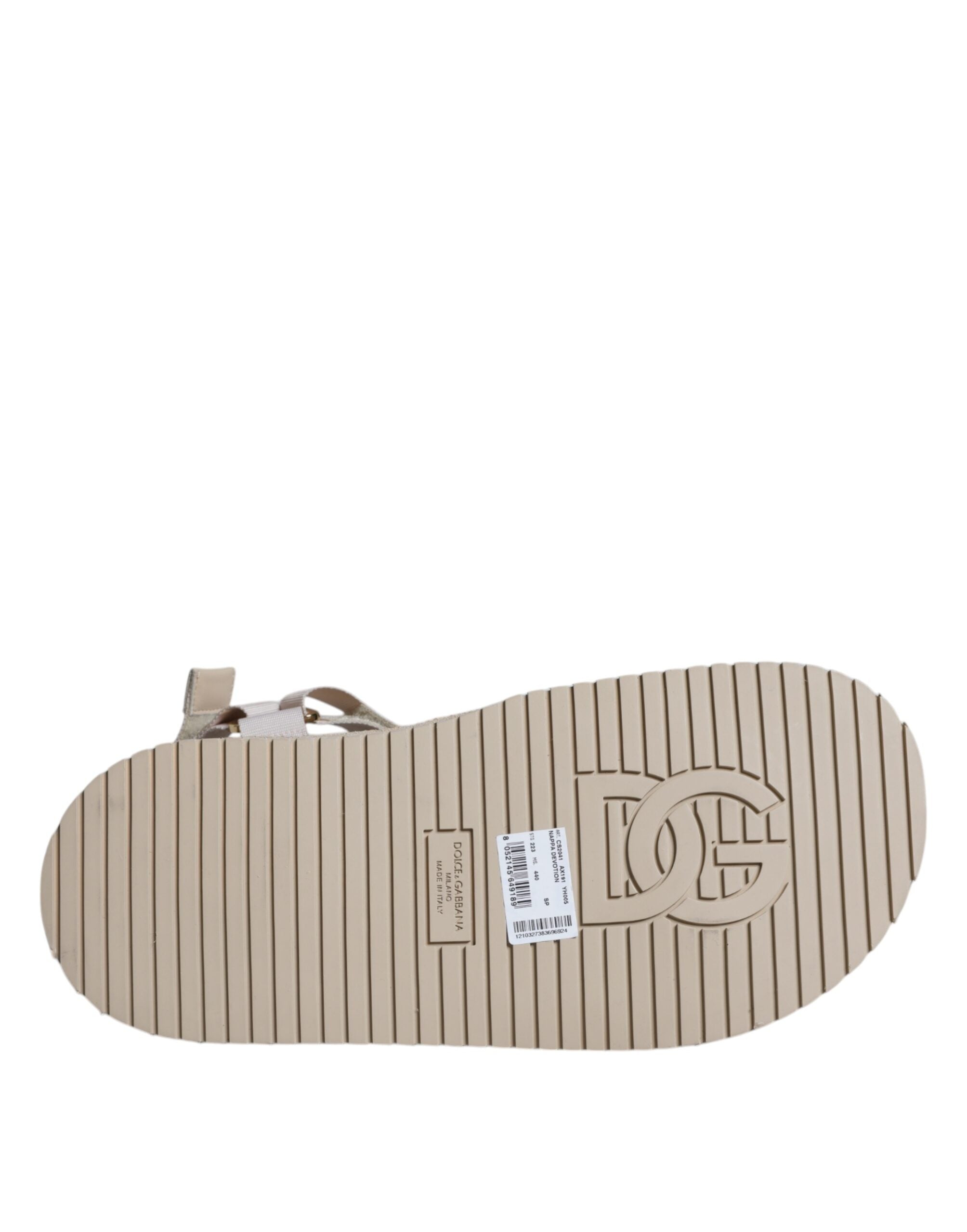 Dolce & Gabbana Beige Nappa Devotion Strap Men Sandals Shoes LUNESCAPE