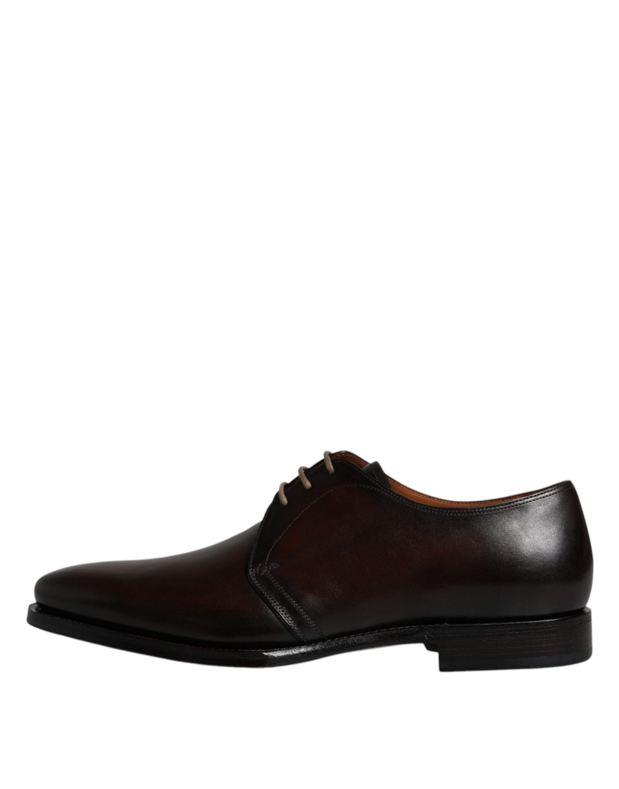 Dolce & Gabbana Brown Leather Lace Up Men Derby Formal Shoes