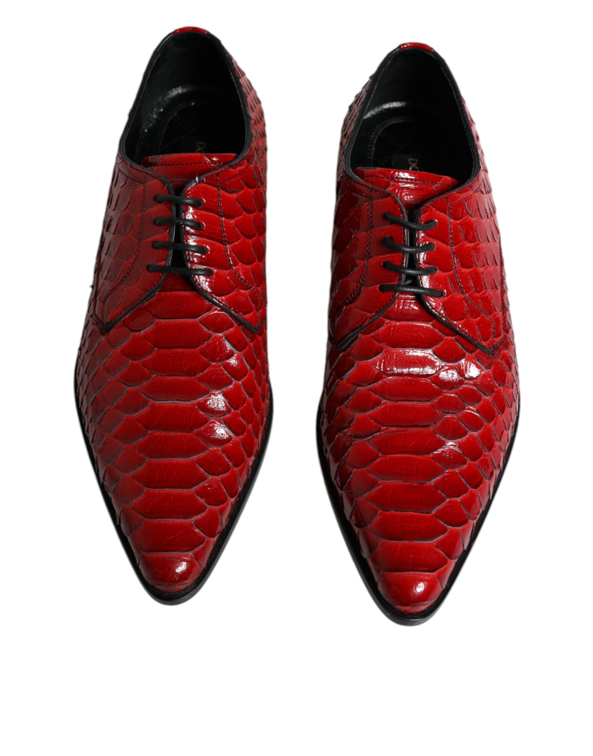 Dolce & Gabbana Red Textured Varnished Derby Men Formal Shoes LUNESCAPE