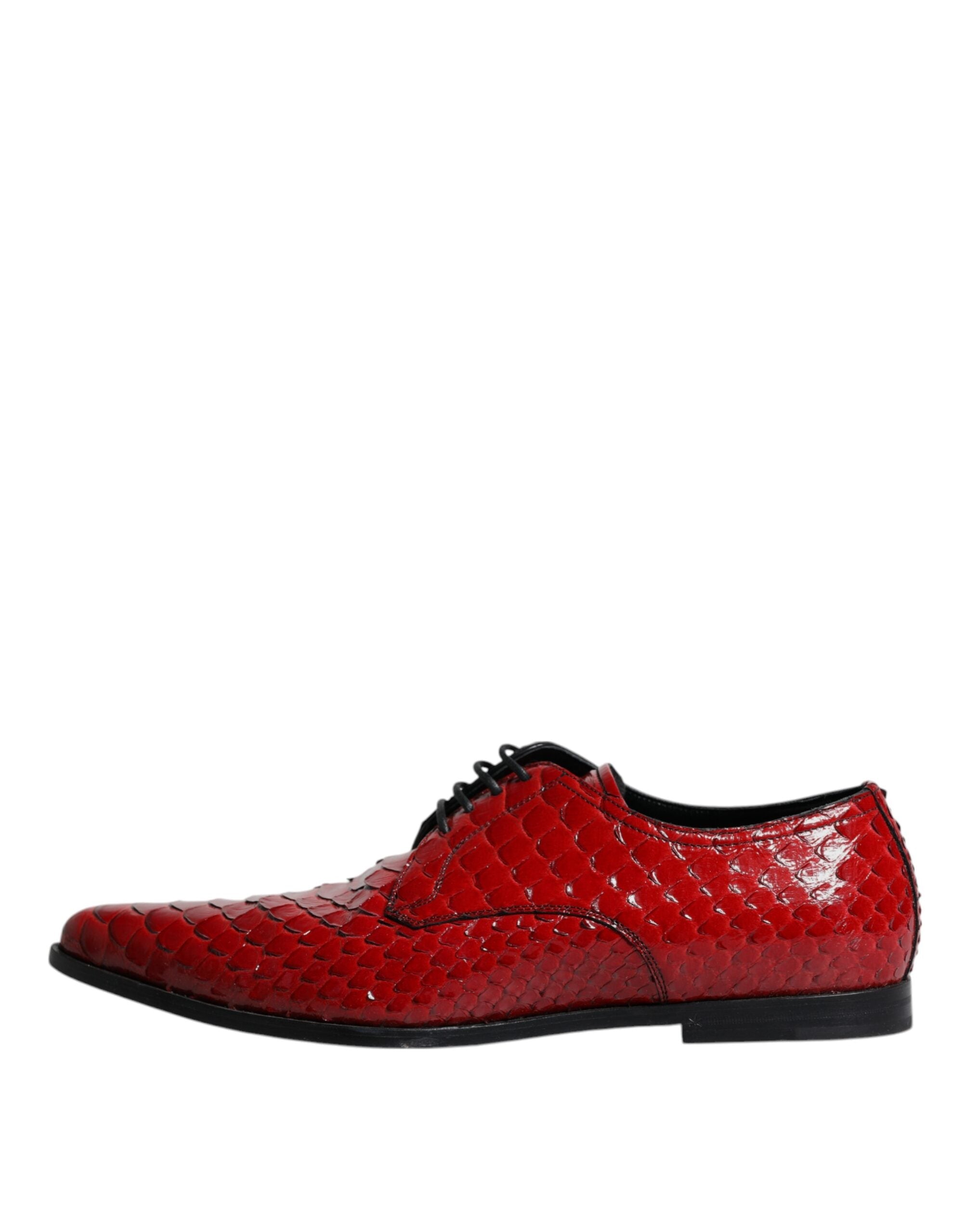 Dolce & Gabbana Red Textured Varnished Derby Men Formal Shoes LUNESCAPE