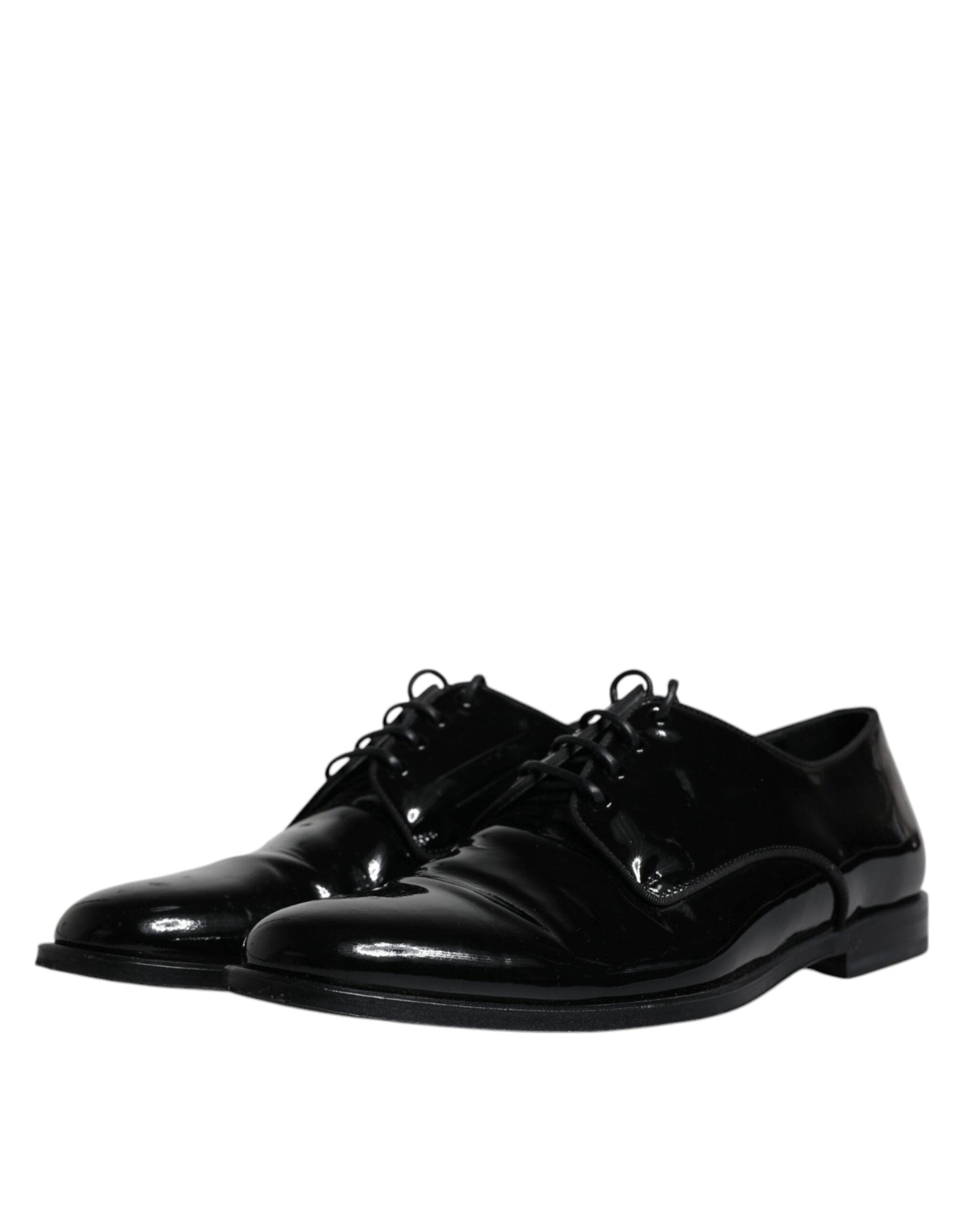 Dolce & Gabbana Black Leather Lace Up Men Derby Formal Shoes LUNESCAPE