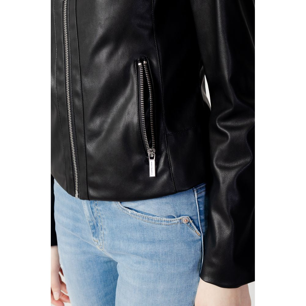 Armani Exchange Black Polyester Leather Jacket