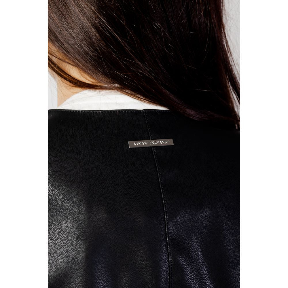 Armani Exchange Black Polyester Leather Jacket
