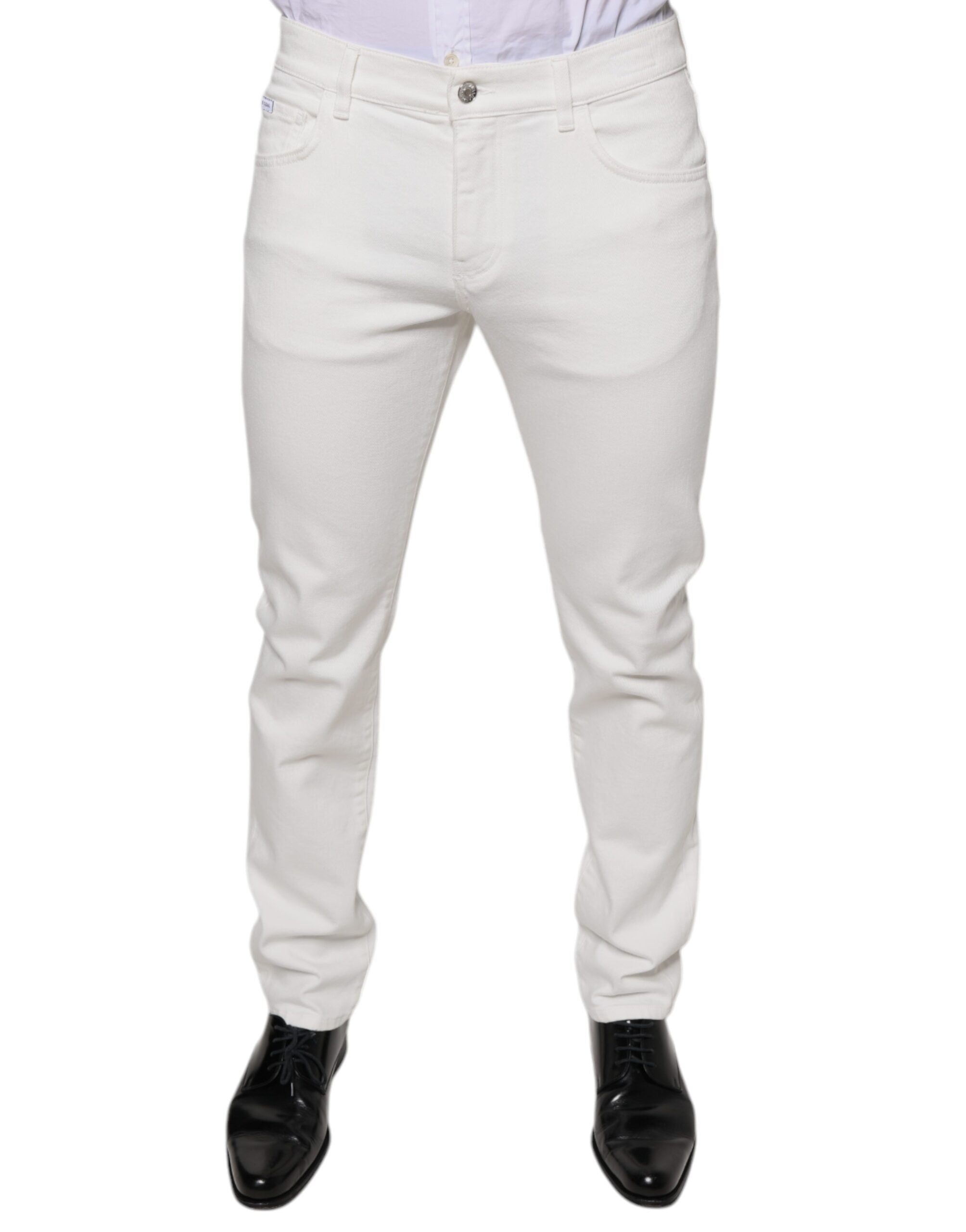 Dolce & Gabbana White Cotton Skinny Slim Men Denim Jeans LUNESCAPE