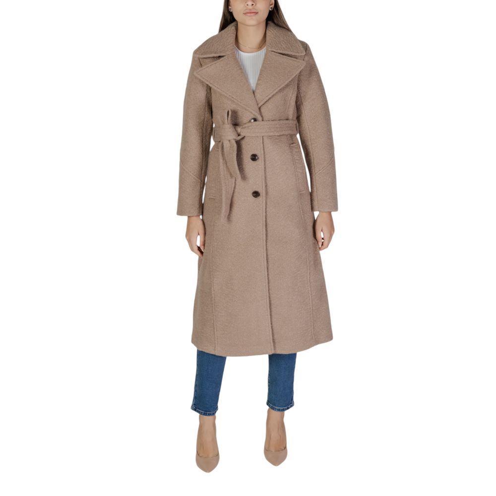 Vila Clothes Beige Polyester Coat LUNESCAPE