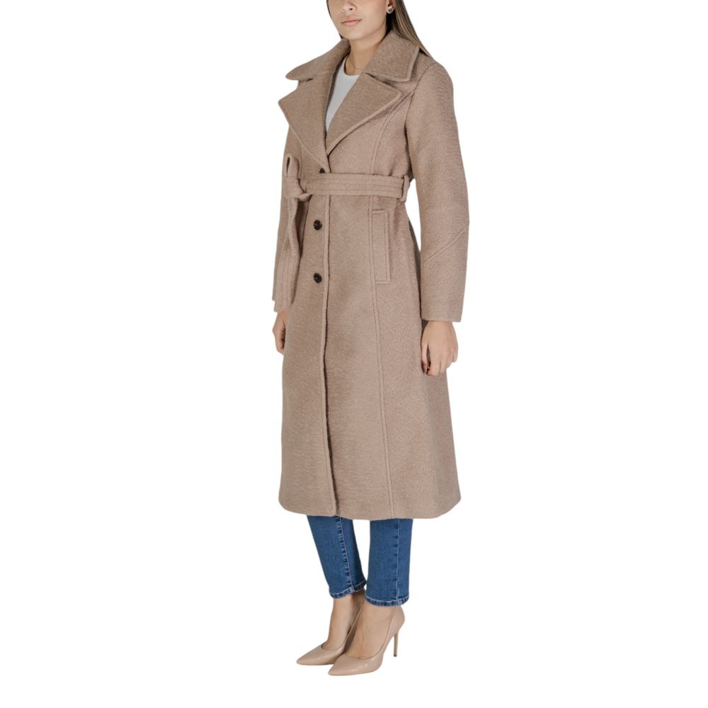 Vila Clothes Beige Polyester Coat LUNESCAPE