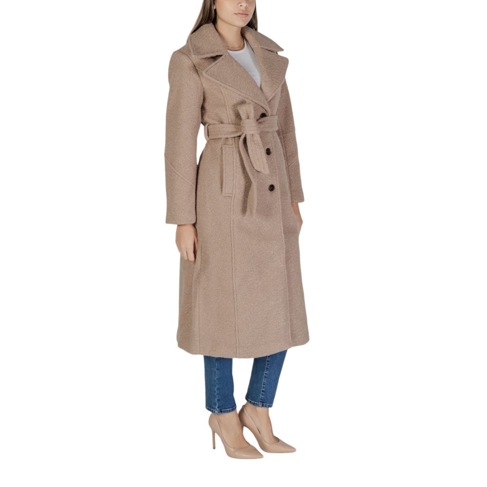 Vila Clothes Beige Polyester Coat LUNESCAPE