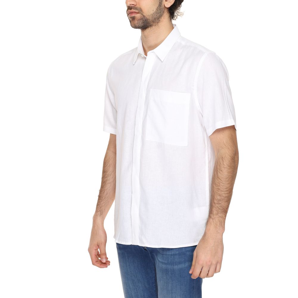 Antony Morato White Linen Short Sleeve Shirt
