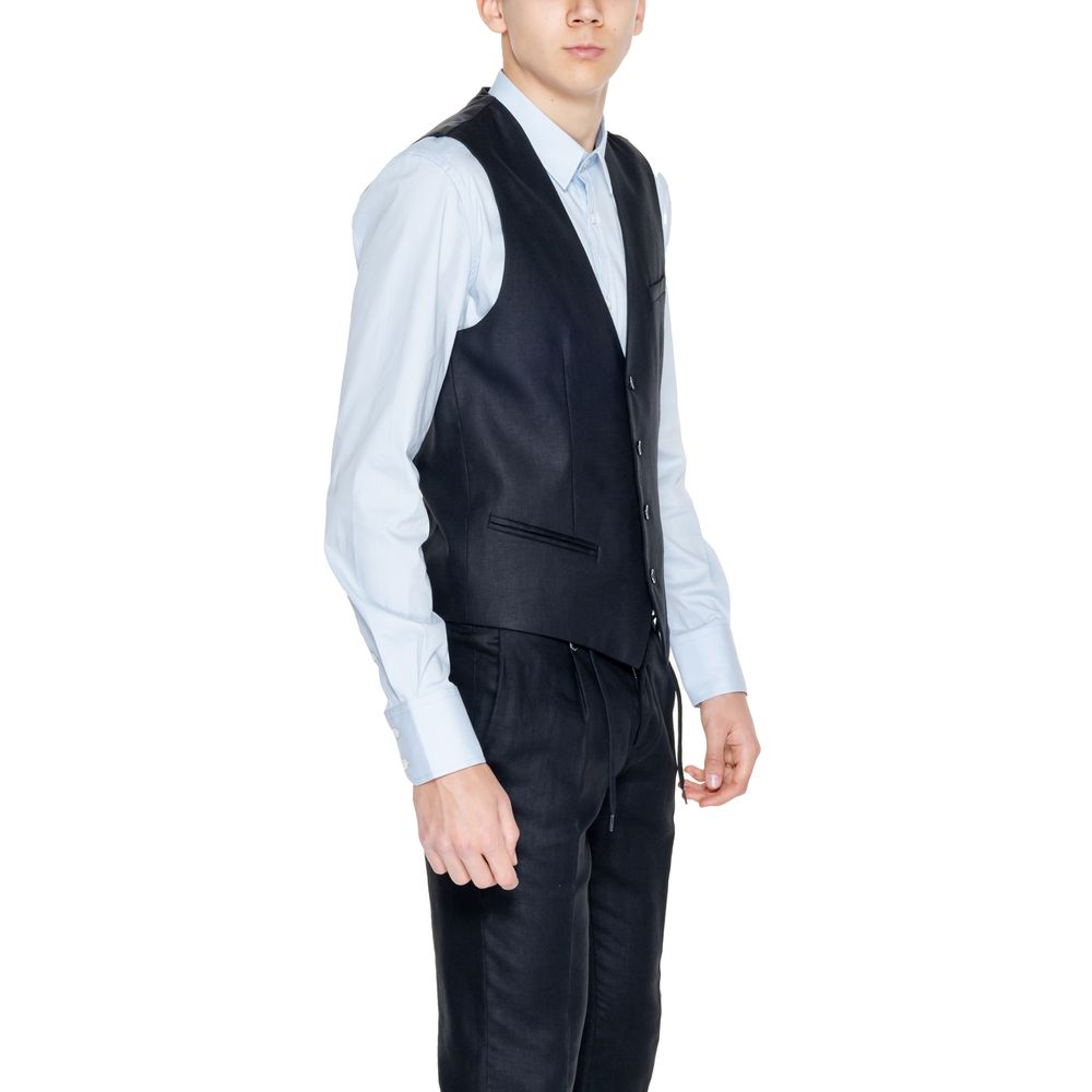 Antony Morato Black Linen Waistcoat LUNESCAPE