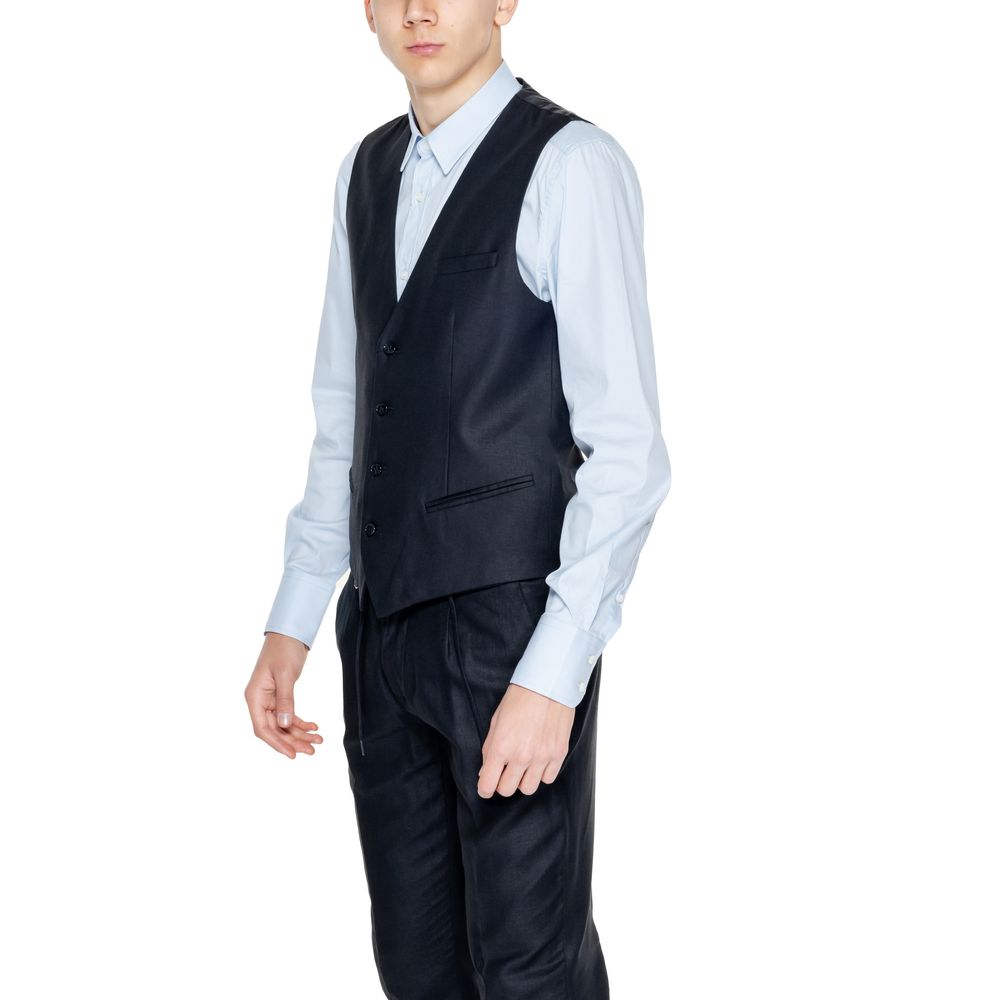 Antony Morato Black Linen Waistcoat LUNESCAPE
