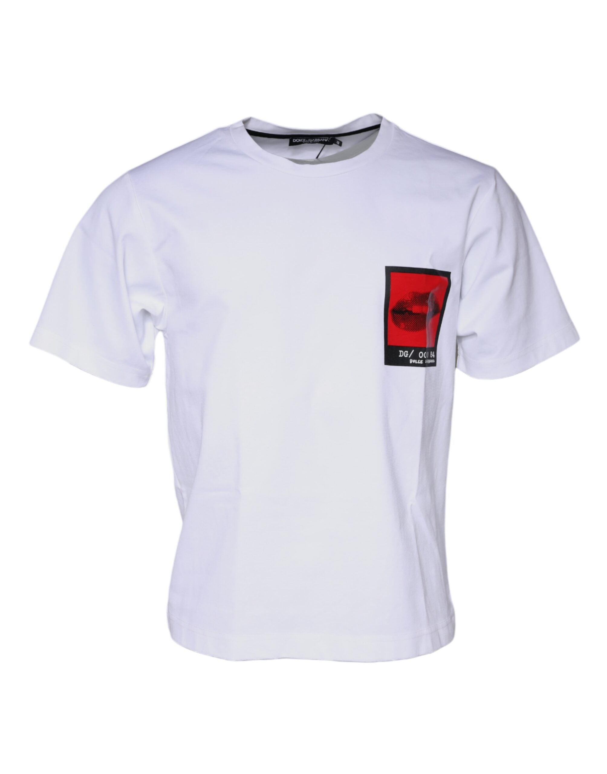 Dolce & Gabbana White Red Lips Print Cotton T-shirt LUNESCAPE