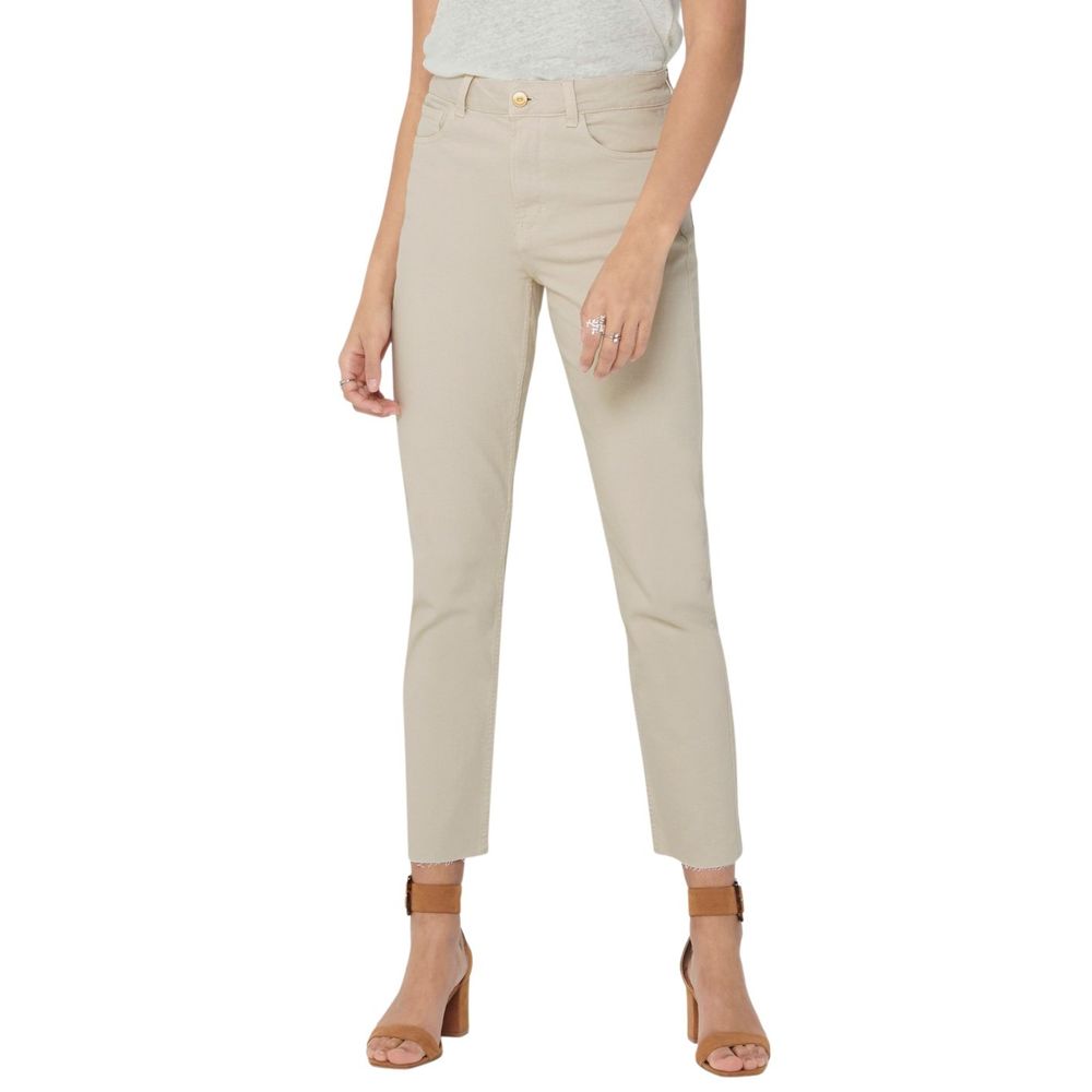Only Beige Cotton Mom Jean LUNESCAPE