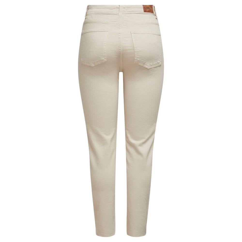 Only Beige Cotton Mom Jean LUNESCAPE