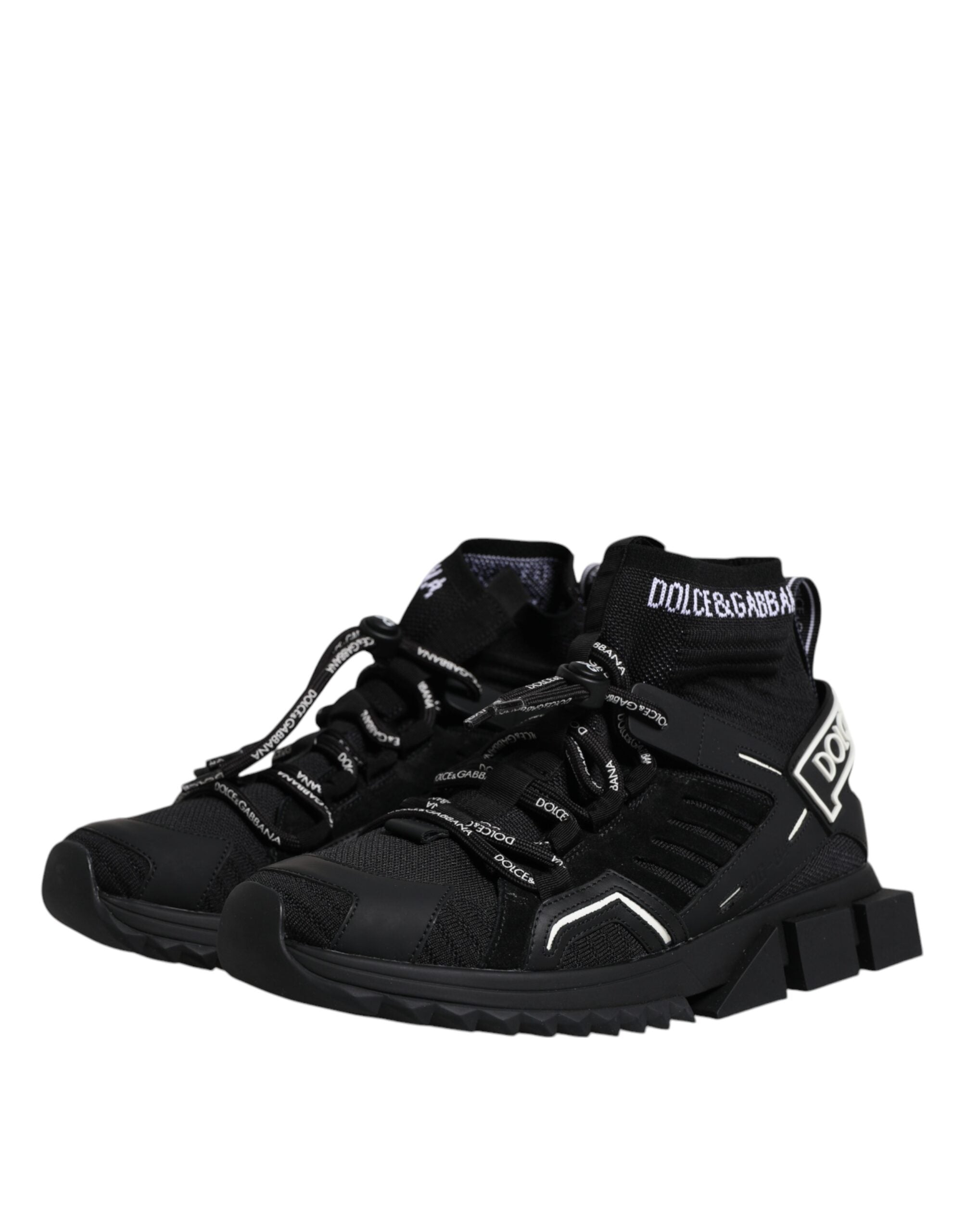 Dolce & Gabbana Black Sorrento Logo Men Sneakers Socks Shoes LUNESCAPE