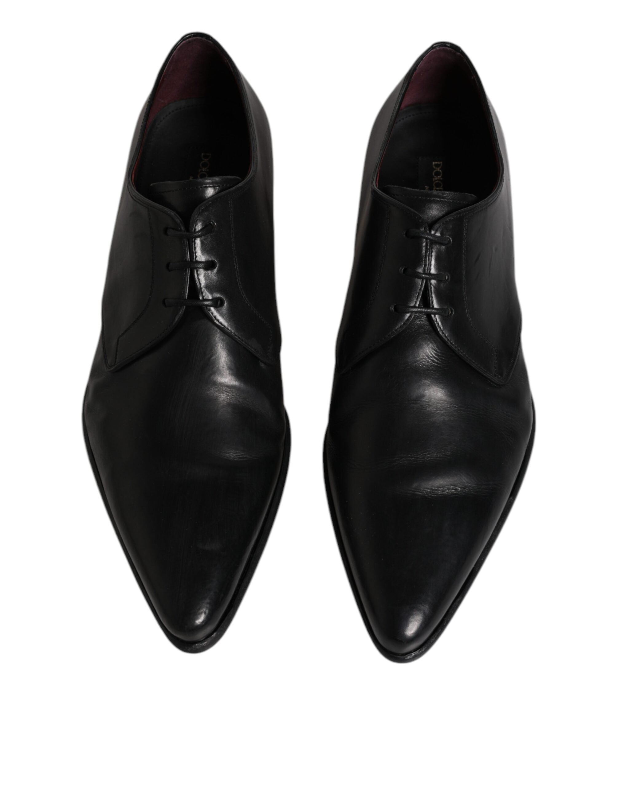 Dolce & Gabbana Black Leather Lace Up Men Derby Formal Shoes LUNESCAPE
