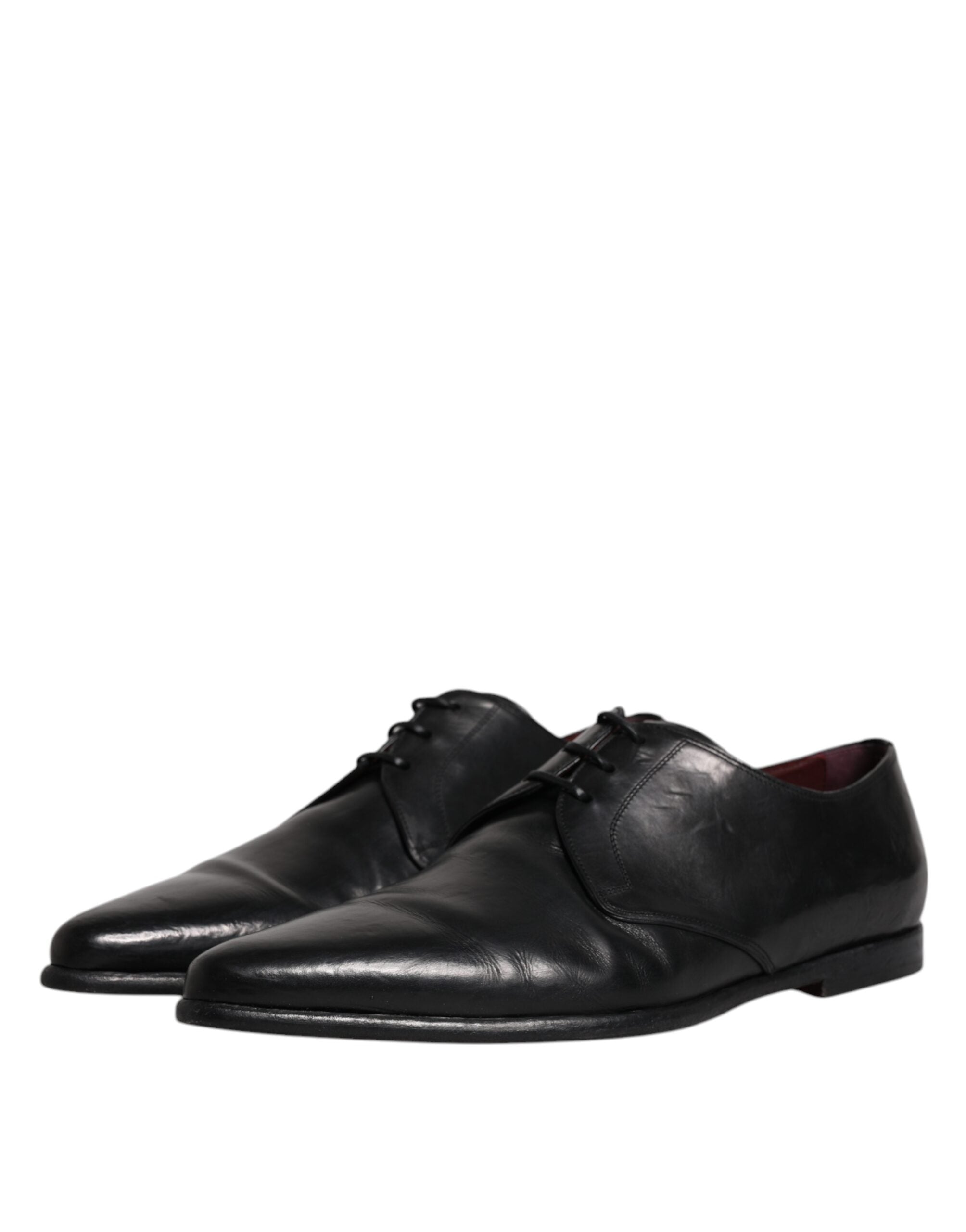 Dolce & Gabbana Black Leather Lace Up Men Derby Formal Shoes LUNESCAPE
