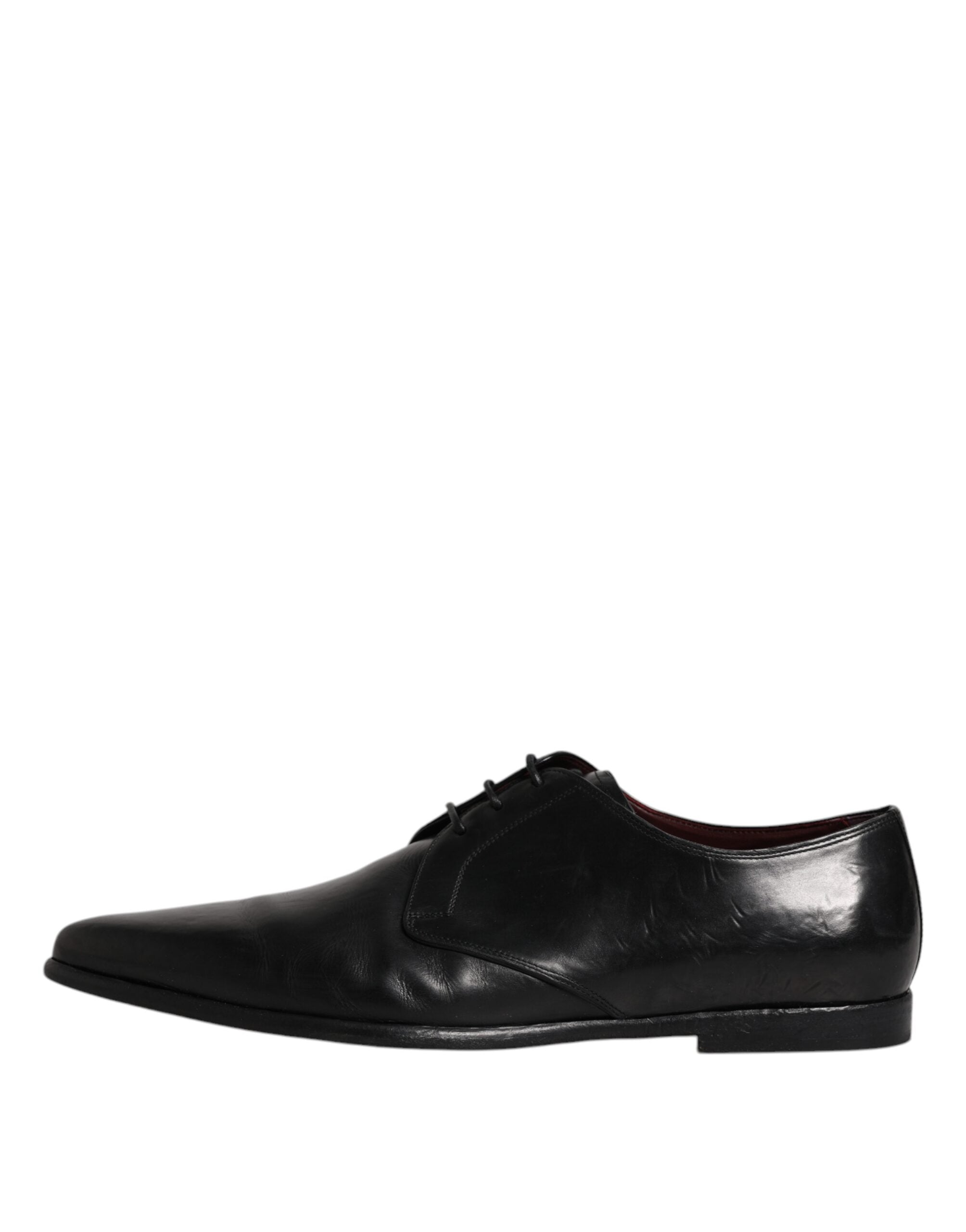 Dolce & Gabbana Black Leather Lace Up Men Derby Formal Shoes LUNESCAPE
