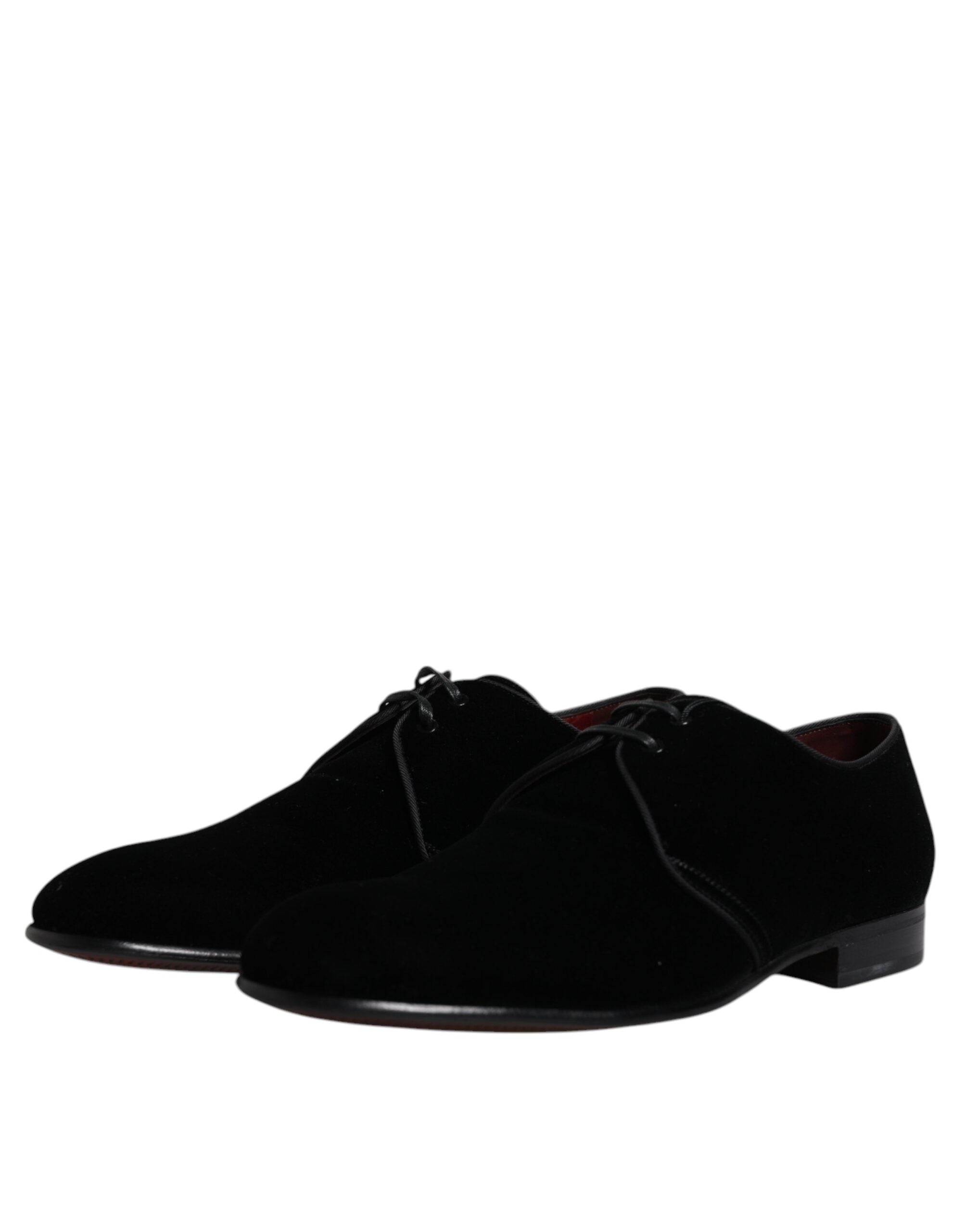 Dolce & Gabbana Black Velvet Leather Lace Up Derby Shoes LUNESCAPE