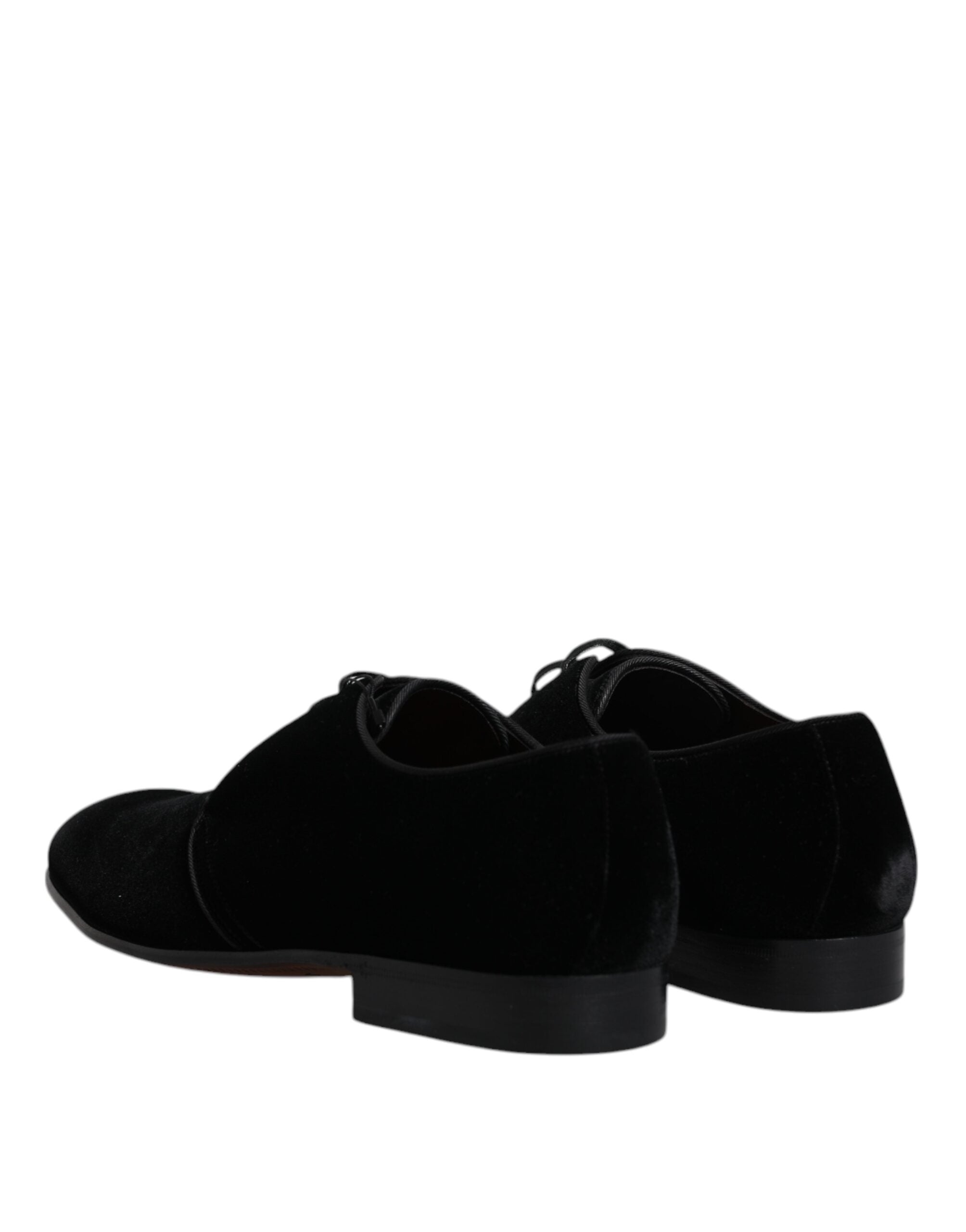 Dolce & Gabbana Black Velvet Leather Lace Up Derby Shoes LUNESCAPE