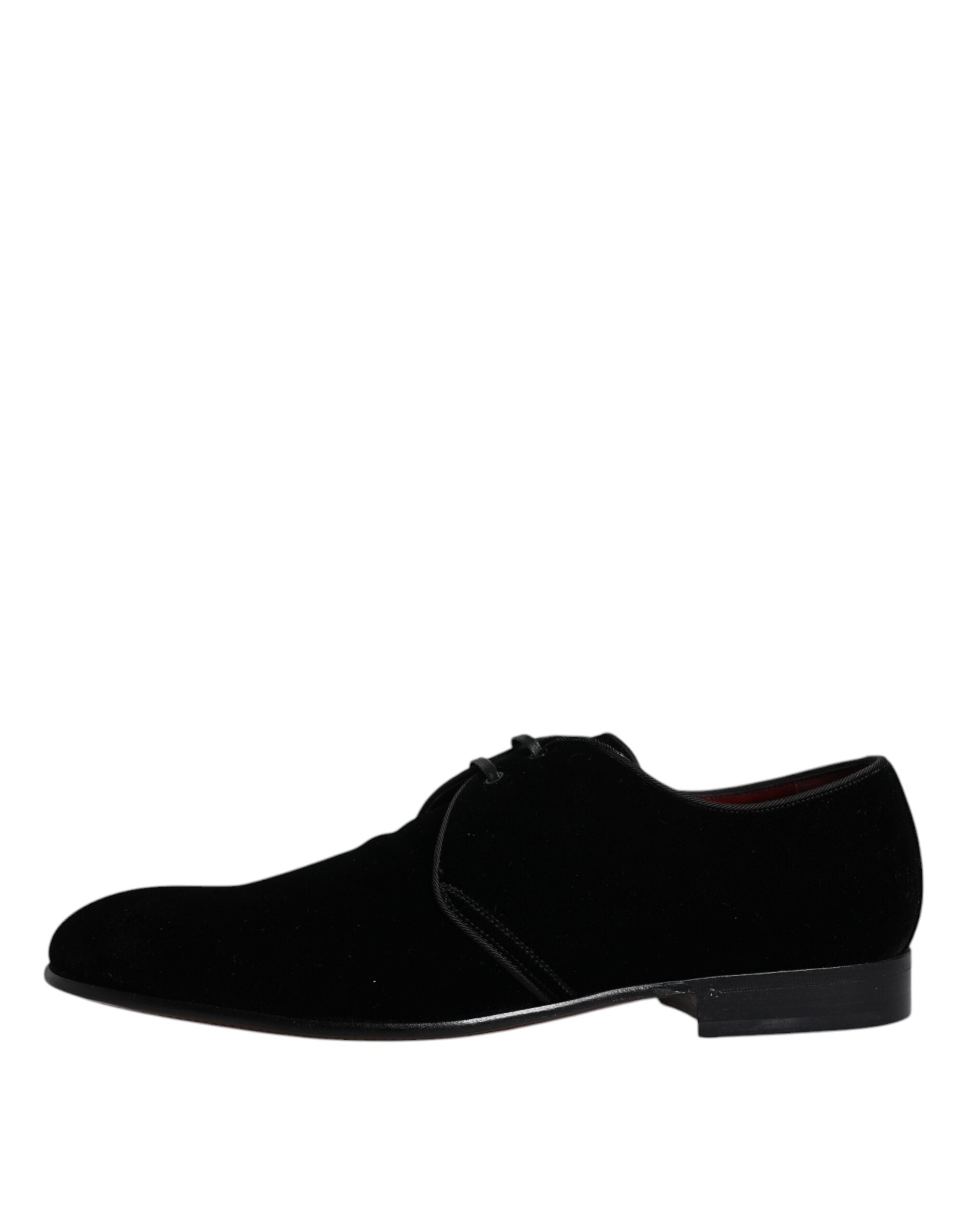 Dolce & Gabbana Black Velvet Leather Lace Up Derby Shoes LUNESCAPE