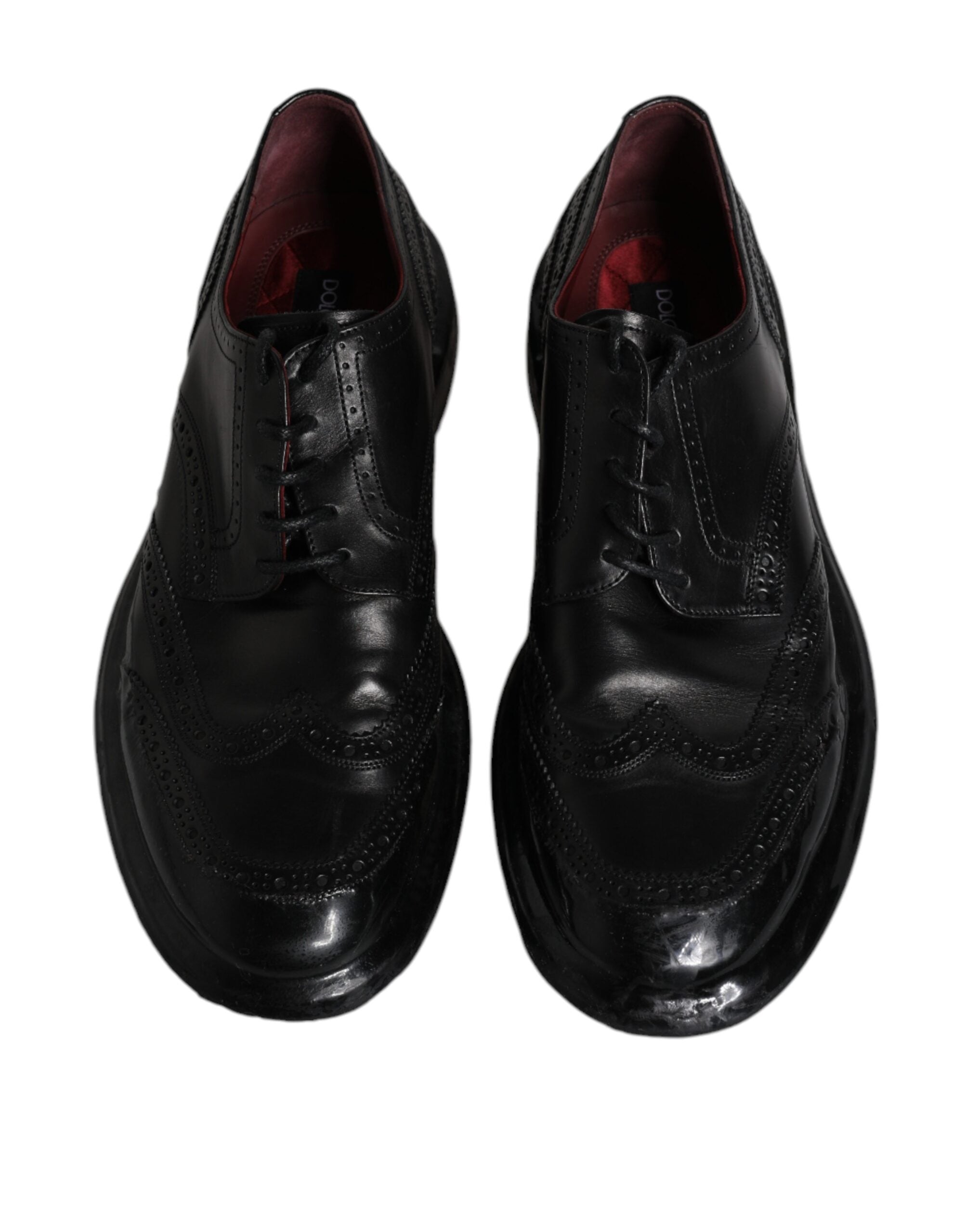 Dolce & Gabbana Black Leather Derby Wingtip Formal Shoes LUNESCAPE