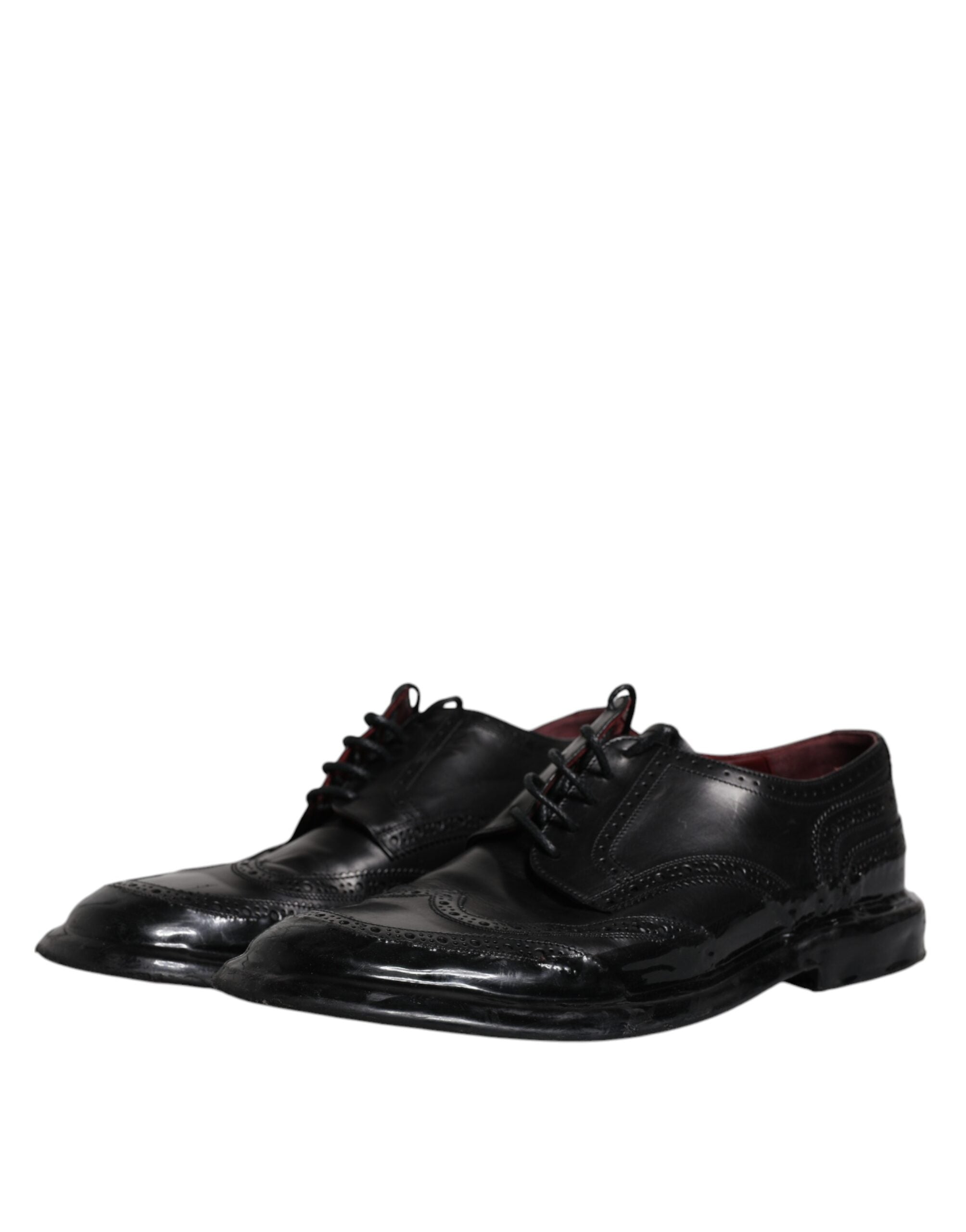 Dolce & Gabbana Black Leather Derby Wingtip Formal Shoes LUNESCAPE