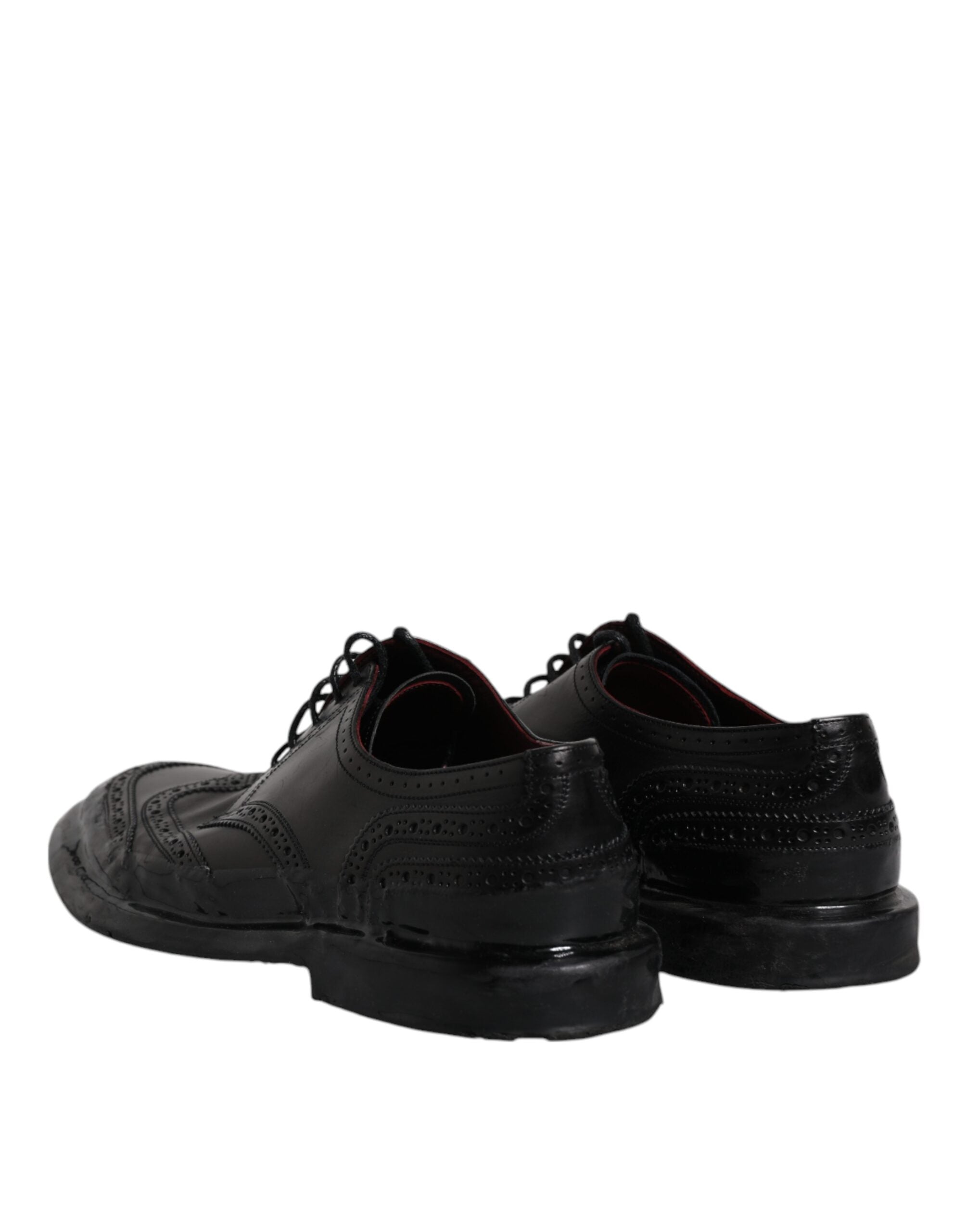 Dolce & Gabbana Black Leather Derby Wingtip Formal Shoes LUNESCAPE