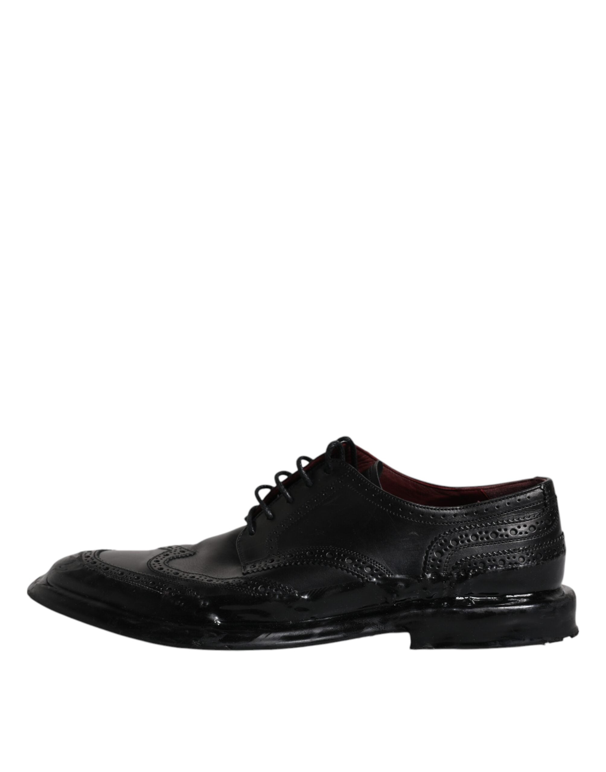 Dolce & Gabbana Black Leather Derby Wingtip Formal Shoes LUNESCAPE
