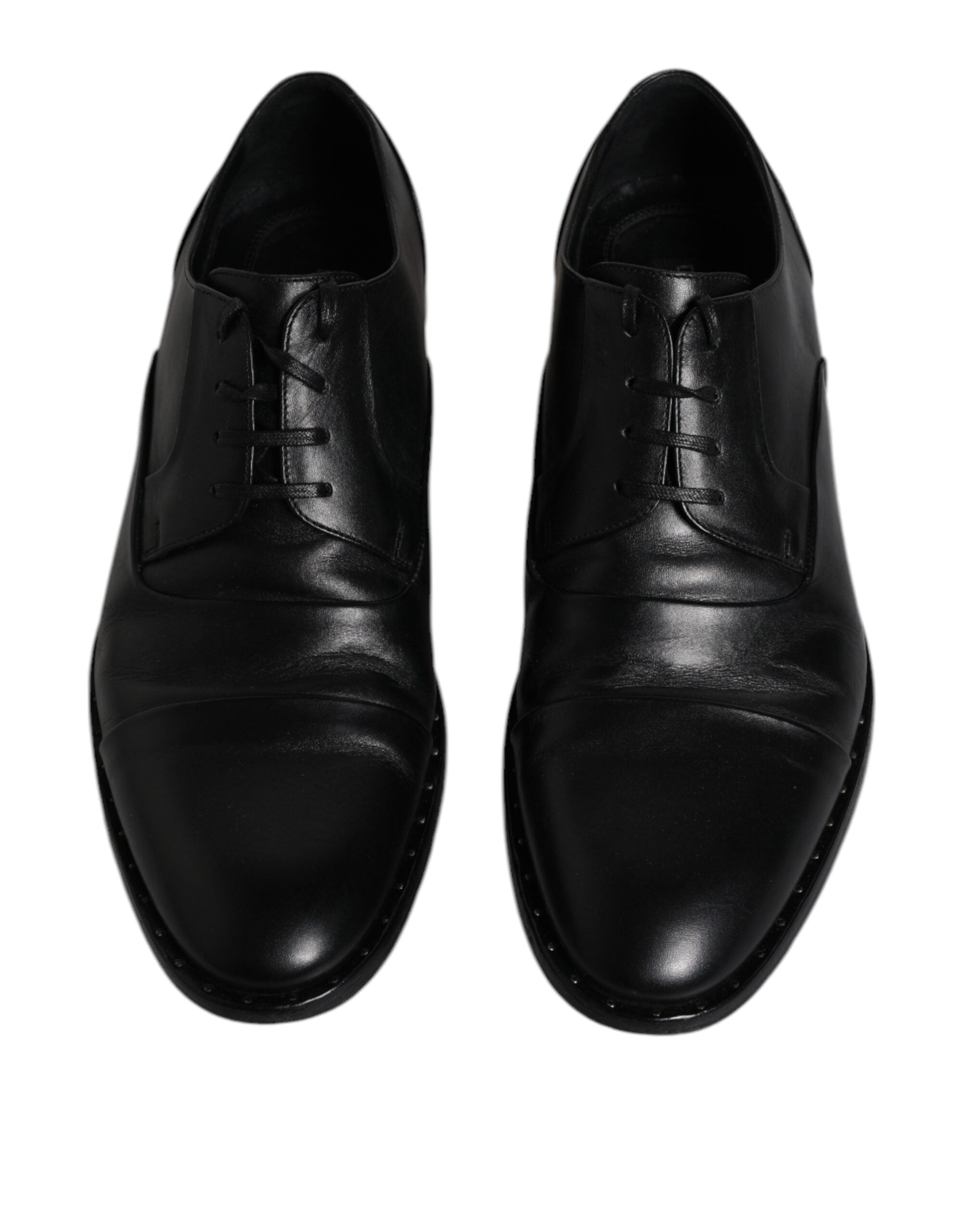 Dolce & Gabbana Black Leather Lace Up Men Derby Formal Shoes LUNESCAPE