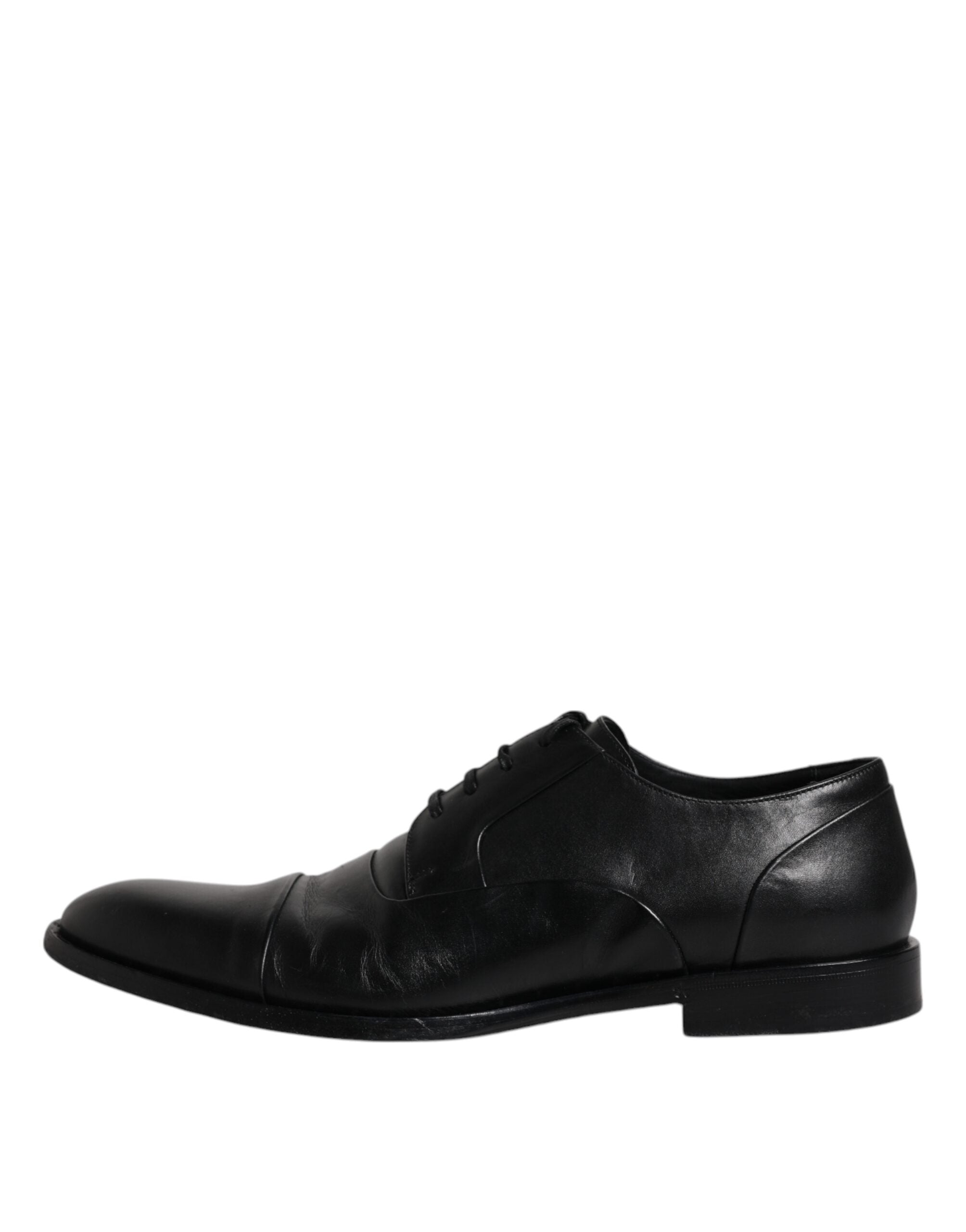 Dolce & Gabbana Black Leather Lace Up Men Derby Formal Shoes LUNESCAPE