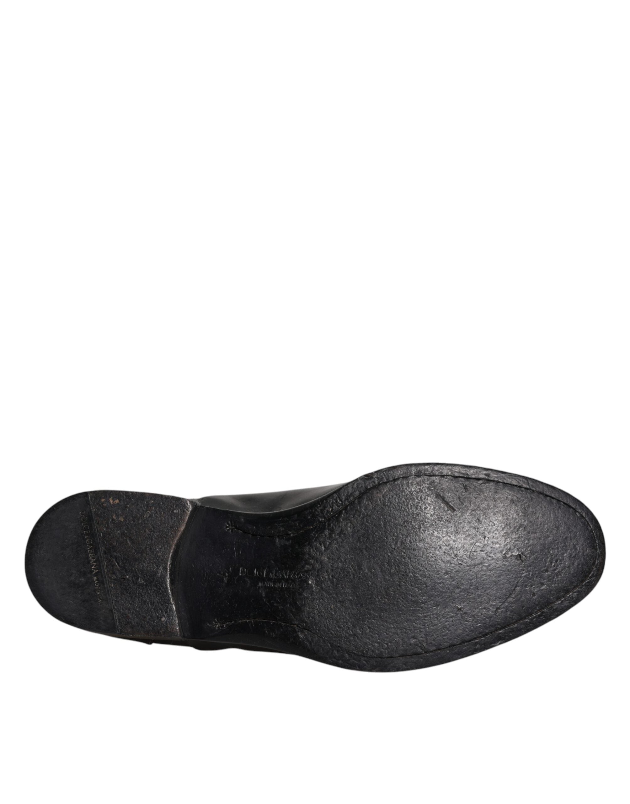 Dolce & Gabbana Black Leather Lace Up Men Derby Formal Shoes LUNESCAPE