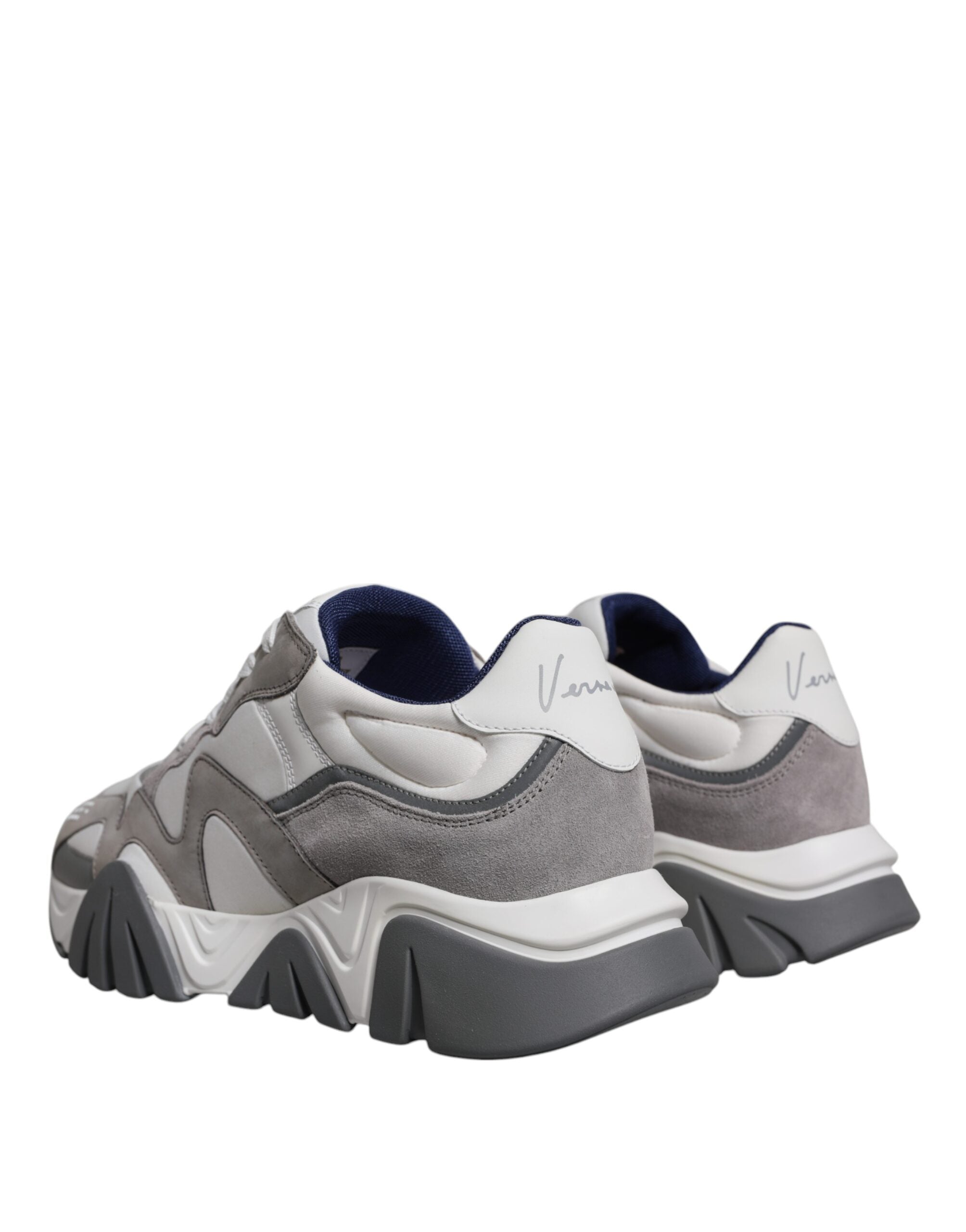 Versace Grey Leather Neoprene Chunky Low Top Squalo Sneakers Shoes LUNESCAPE