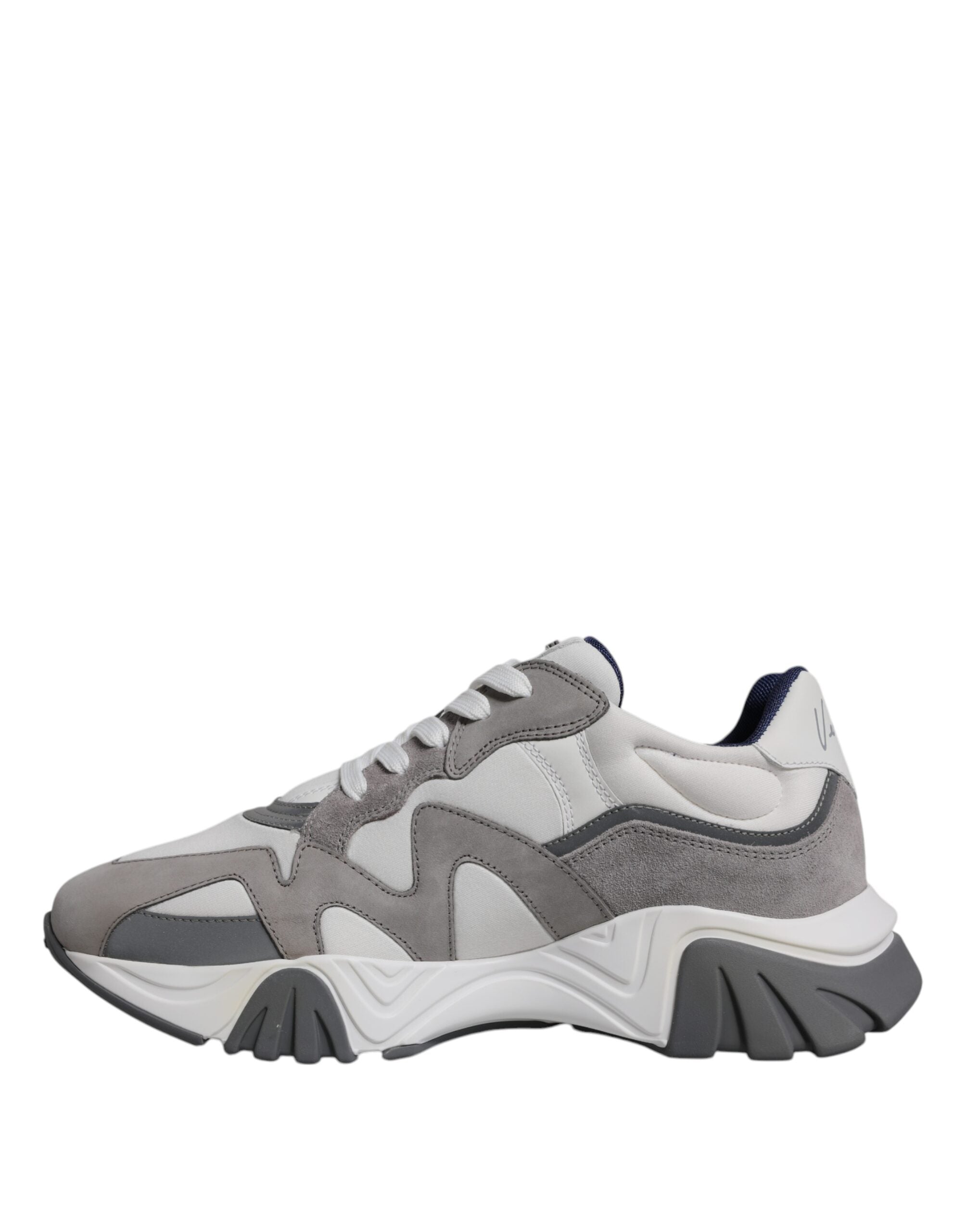 Versace Grey Leather Neoprene Chunky Low Top Squalo Sneakers Shoes LUNESCAPE