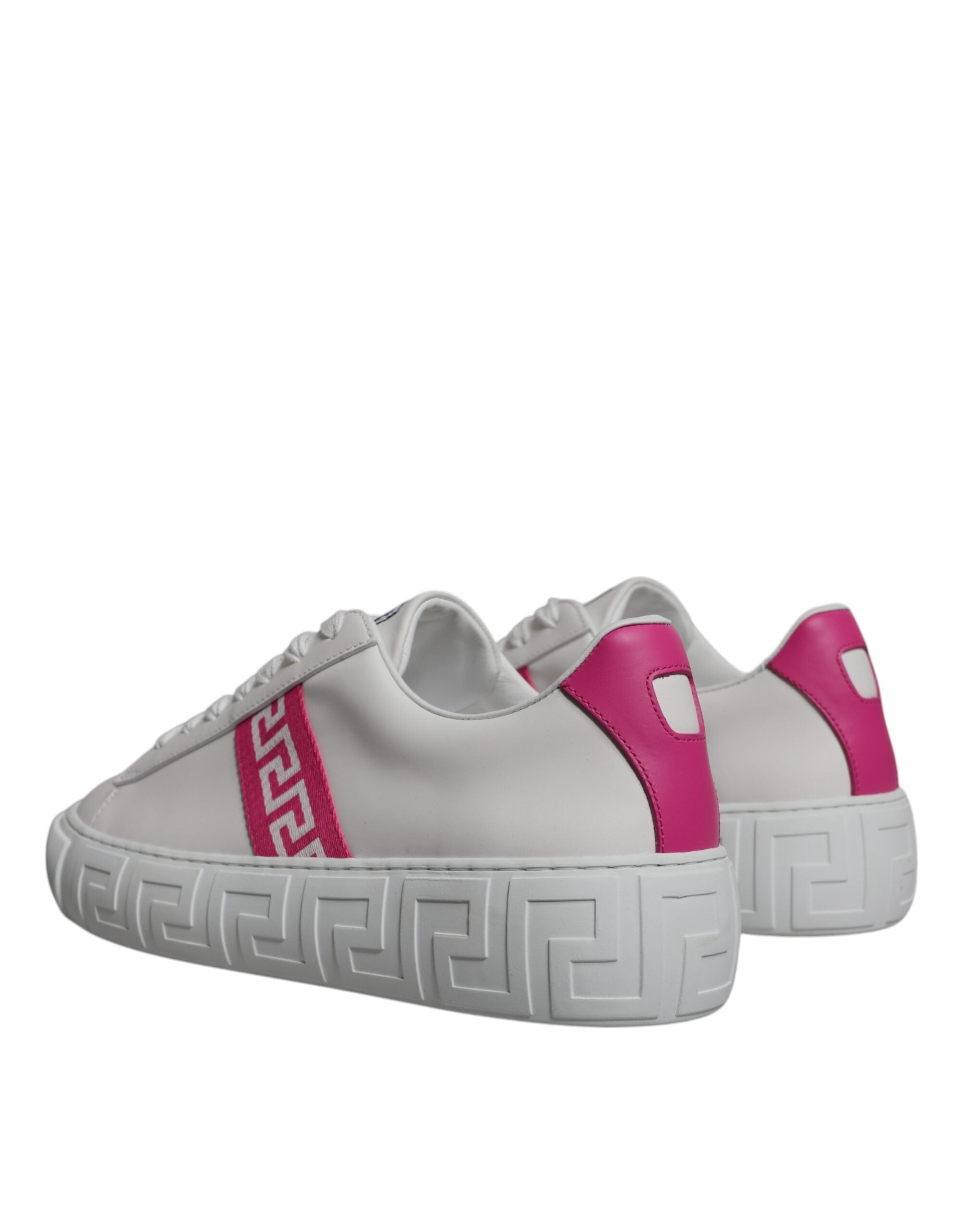 Versace White Pink Greca Print Platform Low Top Sneakers Shoes LUNESCAPE
