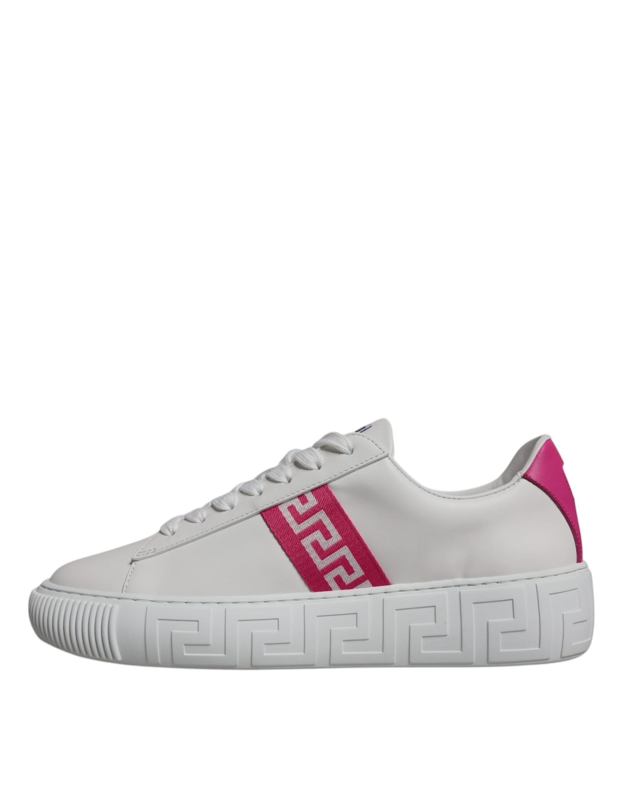 Versace White Pink Greca Print Platform Low Top Sneakers Shoes LUNESCAPE