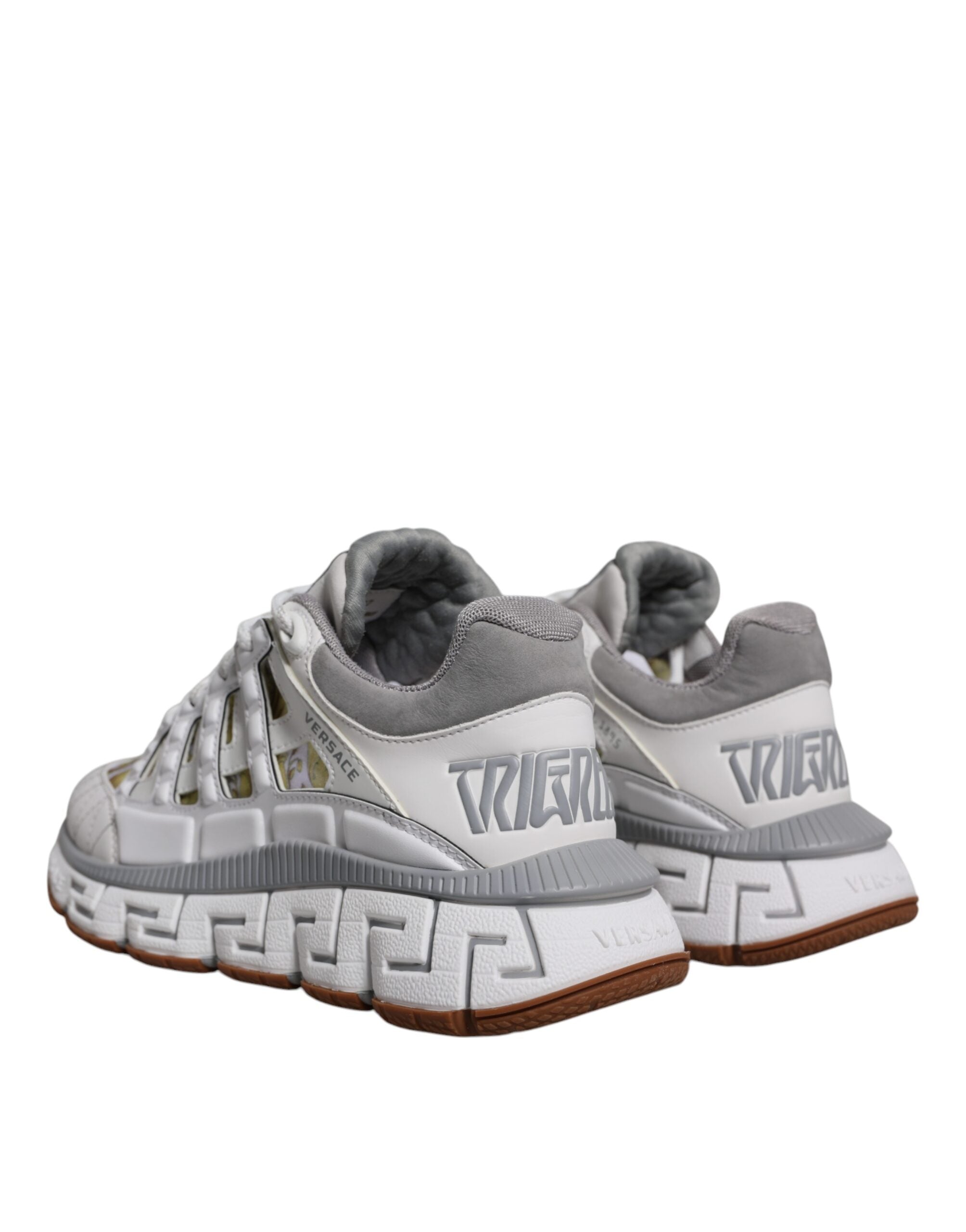 Versace White Trigreca Barocco Print Low Top Sneakers Shoes LUNESCAPE