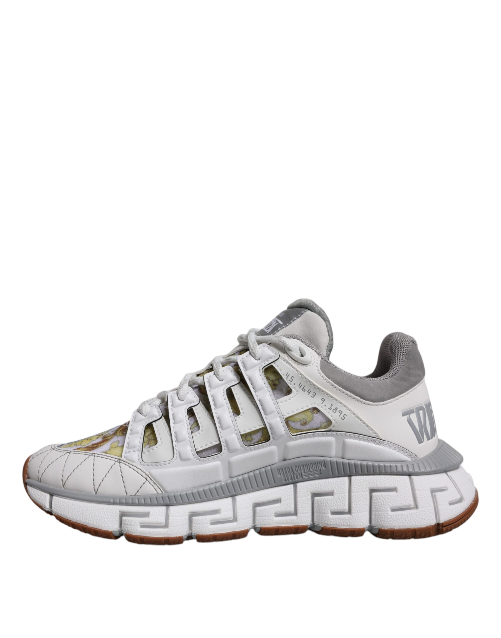 Versace White Trigreca Barocco Print Low Top Sneakers Shoes LUNESCAPE