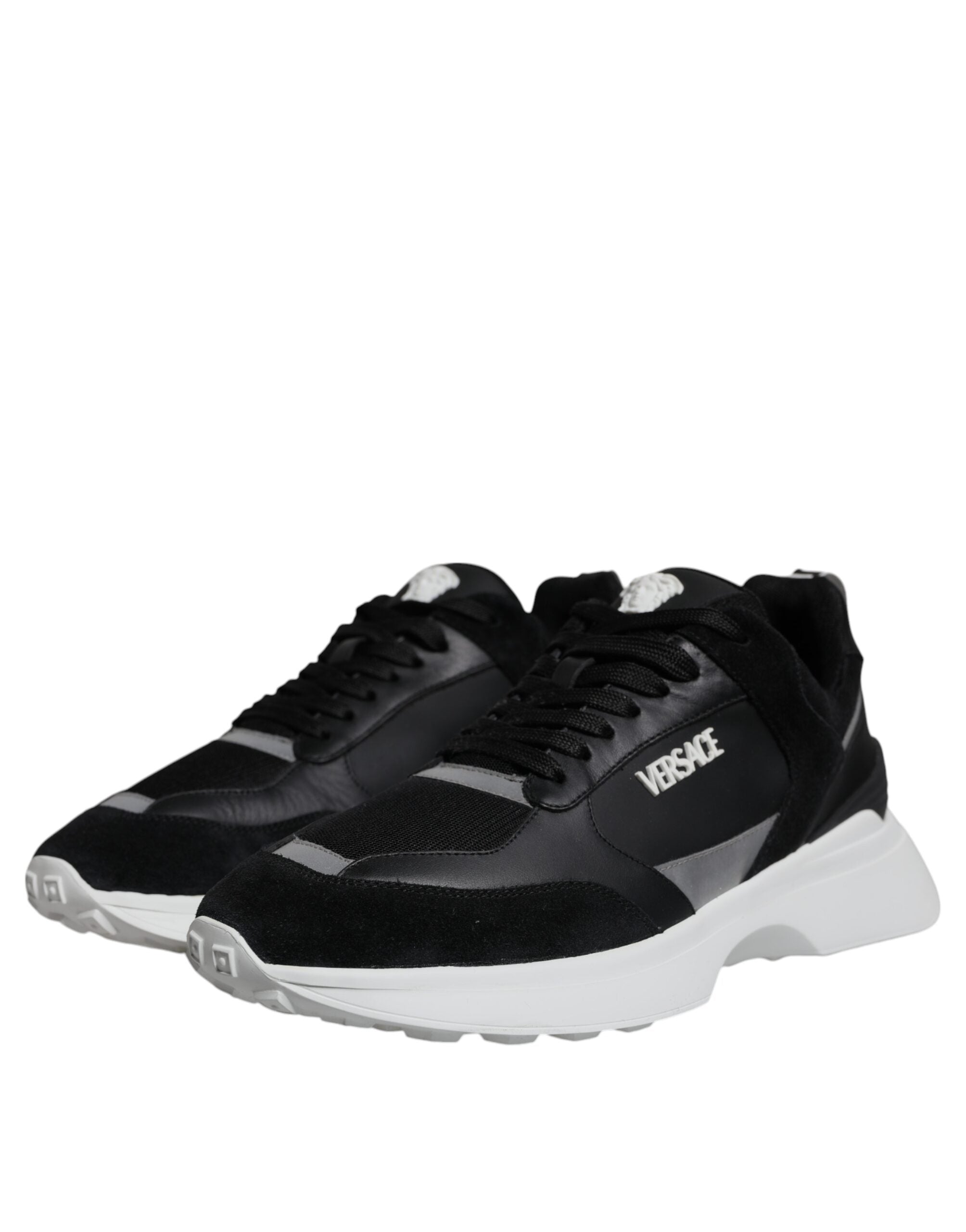 Versace Black Canvas Quad Fabric Medusa Low Top Sneaker Shoes LUNESCAPE
