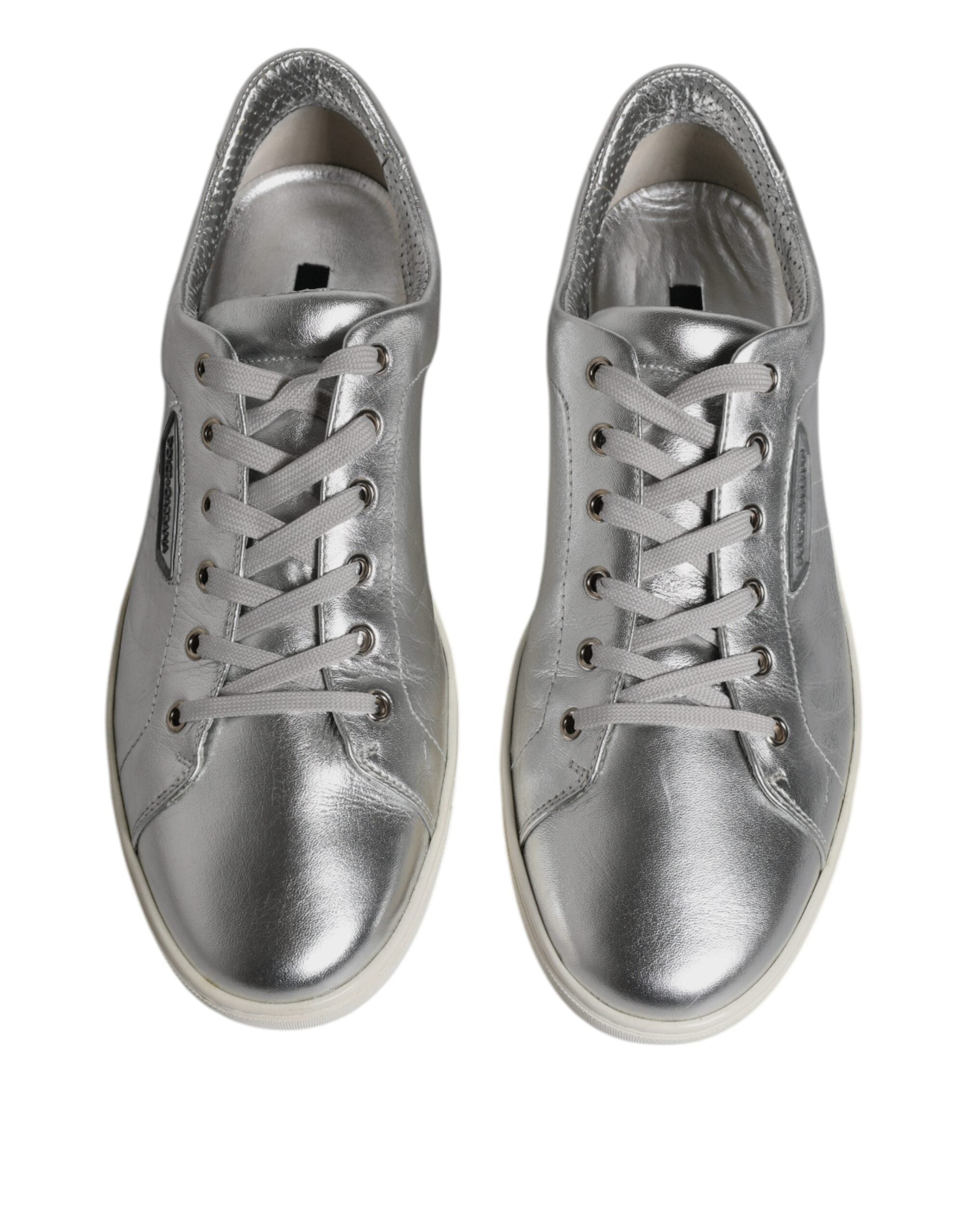 Dolce & Gabbana Silver London Low Top Leather Sneakers Shoes LUNESCAPE
