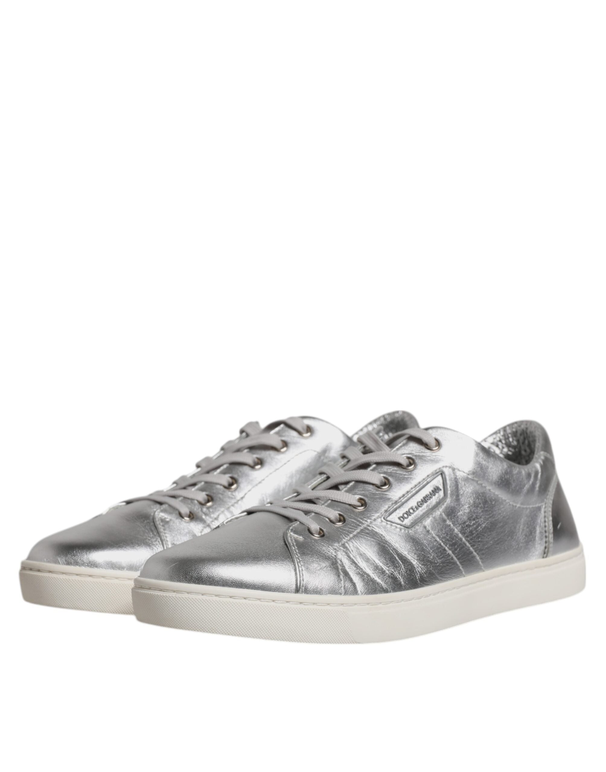 Dolce & Gabbana Silver London Low Top Leather Sneakers Shoes LUNESCAPE