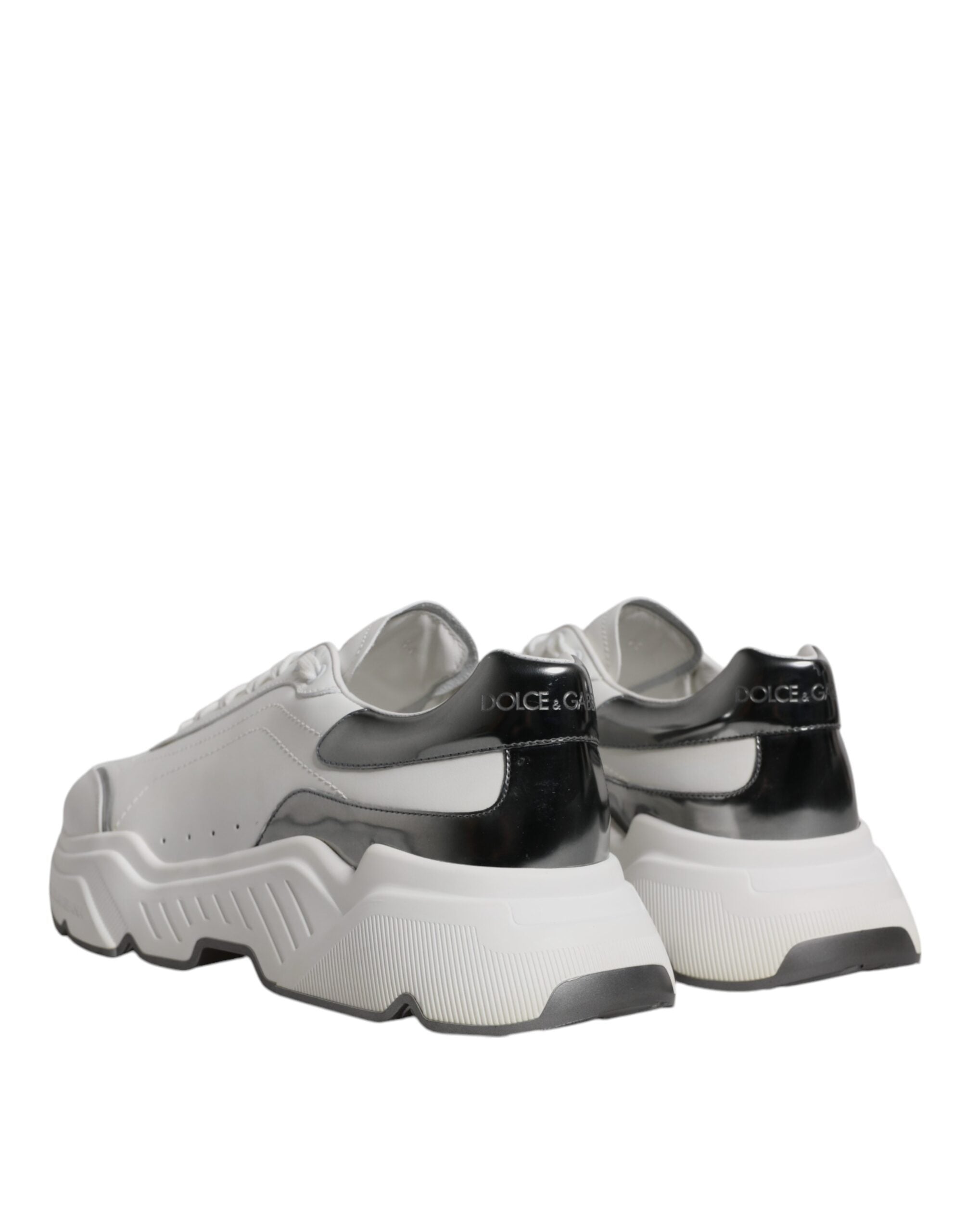 Dolce & Gabbana White Silver DAYMASTER Leather Sneakers Shoes LUNESCAPE