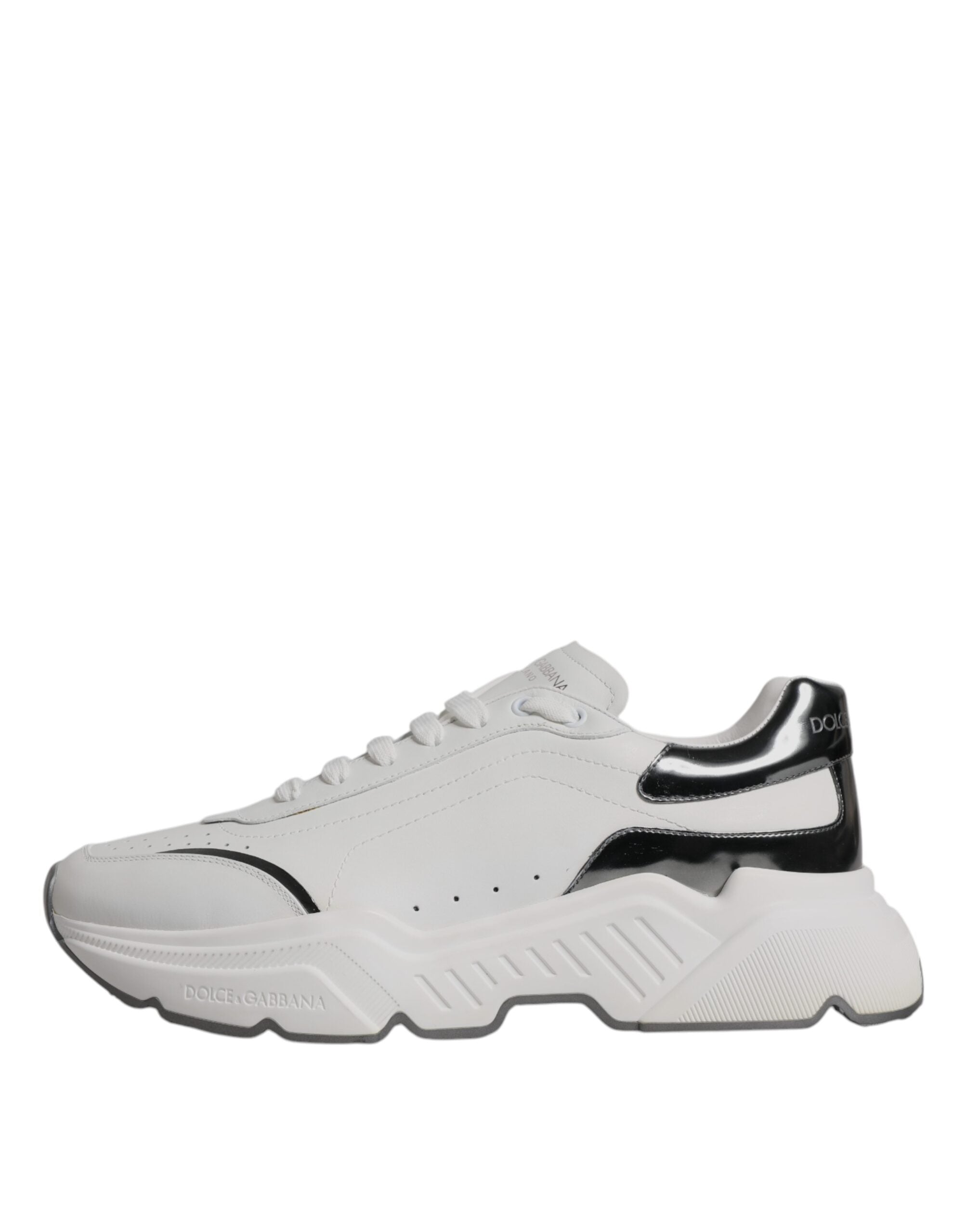 Dolce & Gabbana White Silver DAYMASTER Leather Sneakers Shoes LUNESCAPE