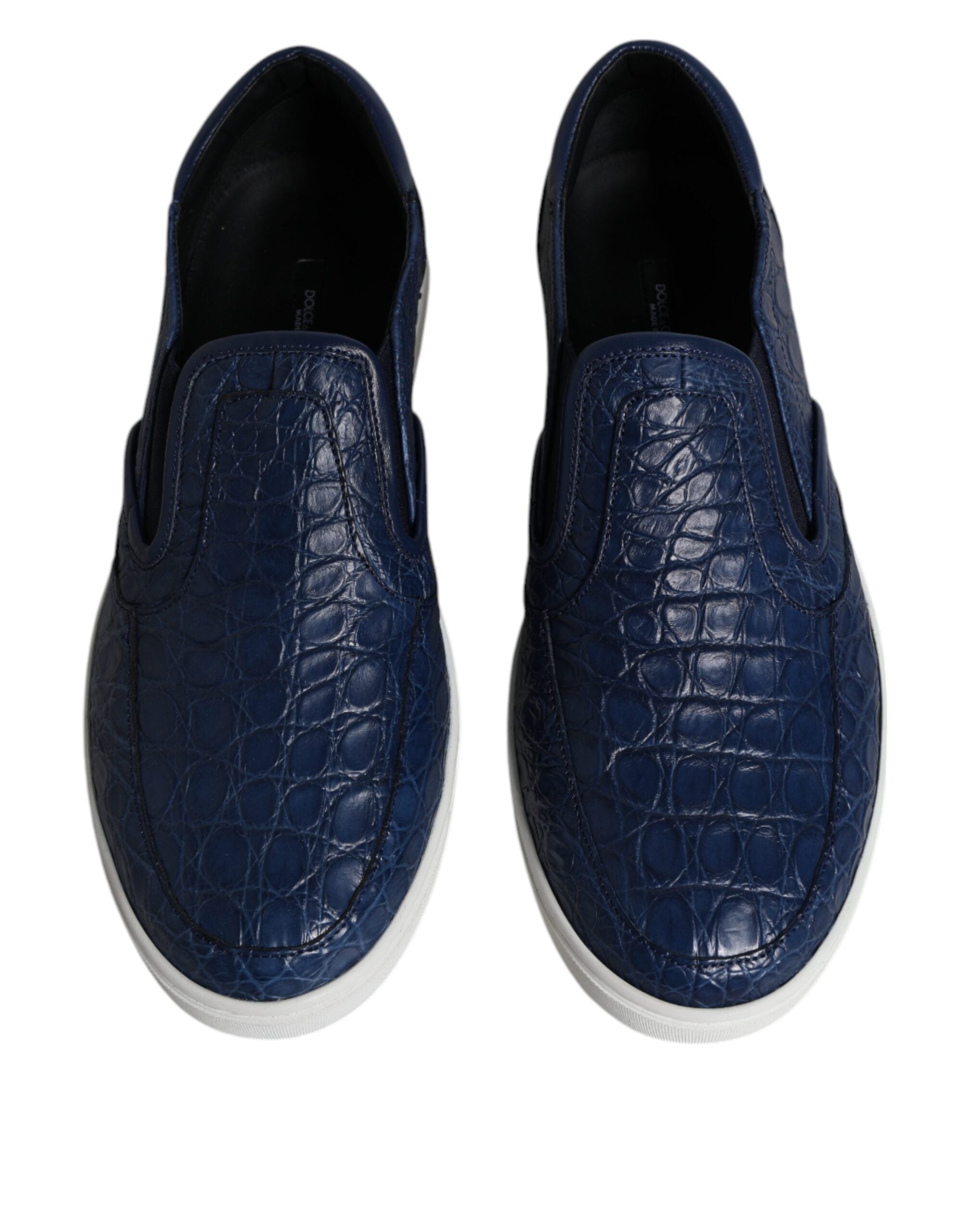 Dolce & Gabbana Blue Croc Exotic Leather Men Sneakers Shoes LUNESCAPE