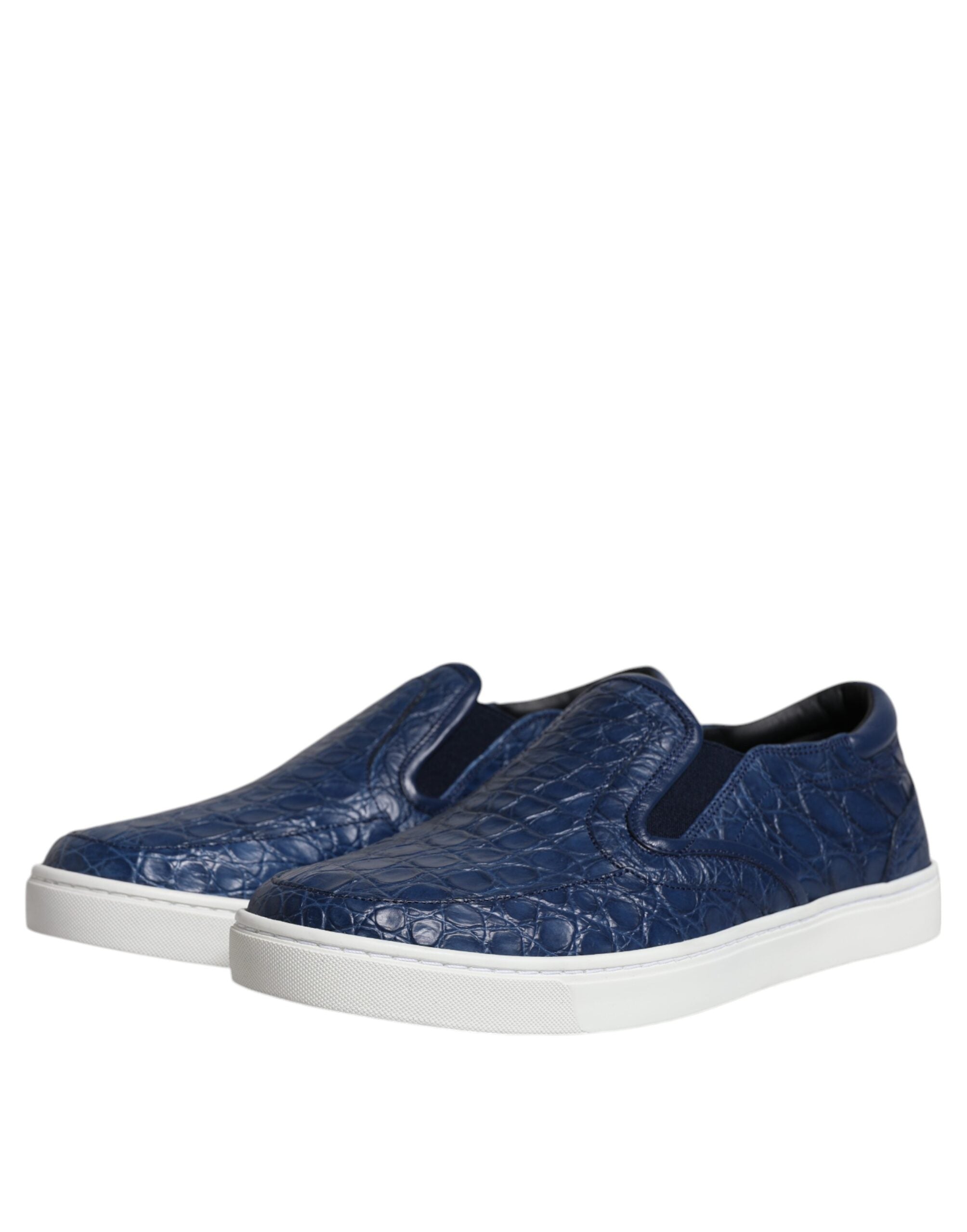 Dolce & Gabbana Blue Croc Exotic Leather Men Sneakers Shoes LUNESCAPE