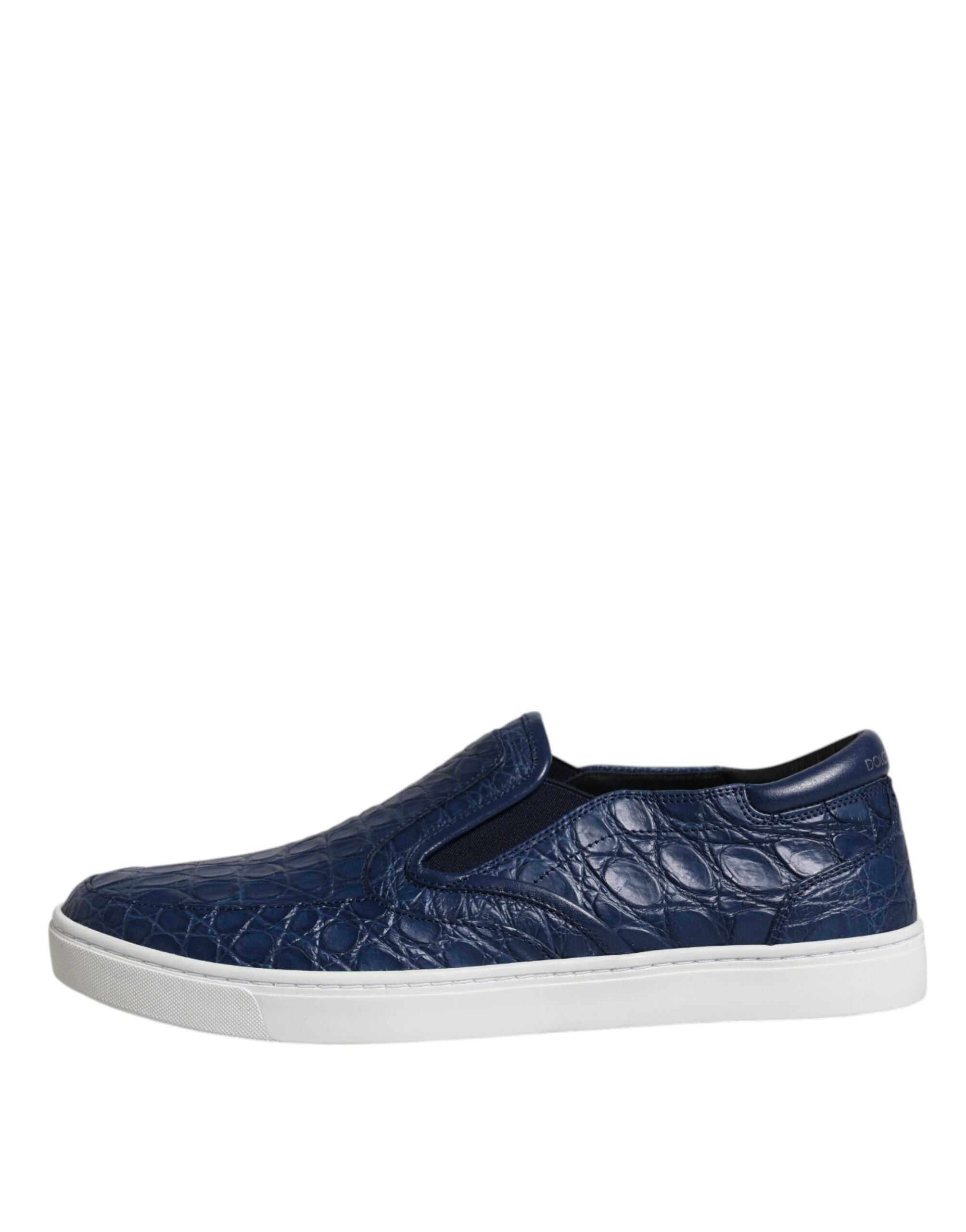 Dolce & Gabbana Blue Croc Exotic Leather Men Sneakers Shoes LUNESCAPE
