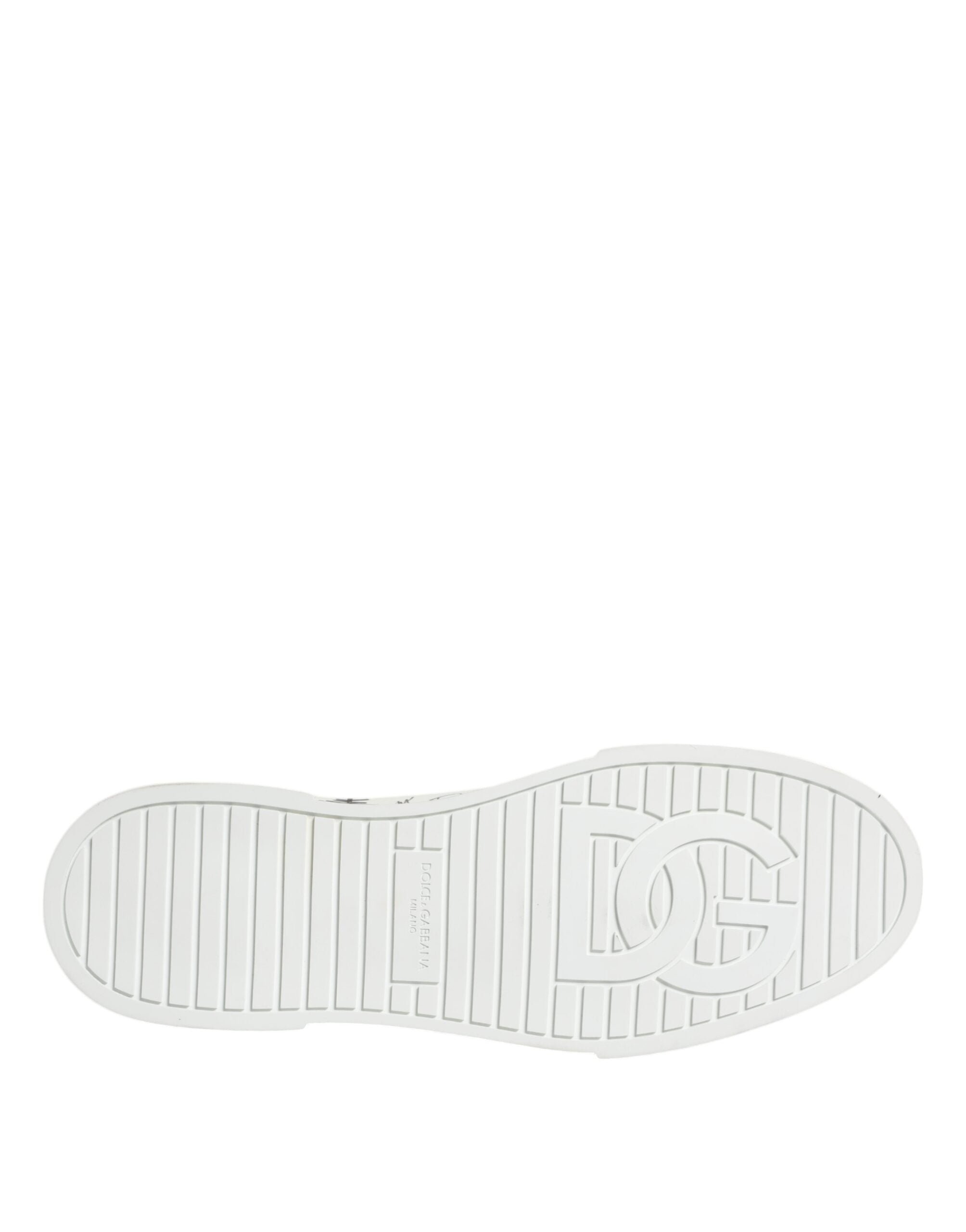 Dolce & Gabbana White Cotton Graffiti High Top Sneaker Shoes LUNESCAPE